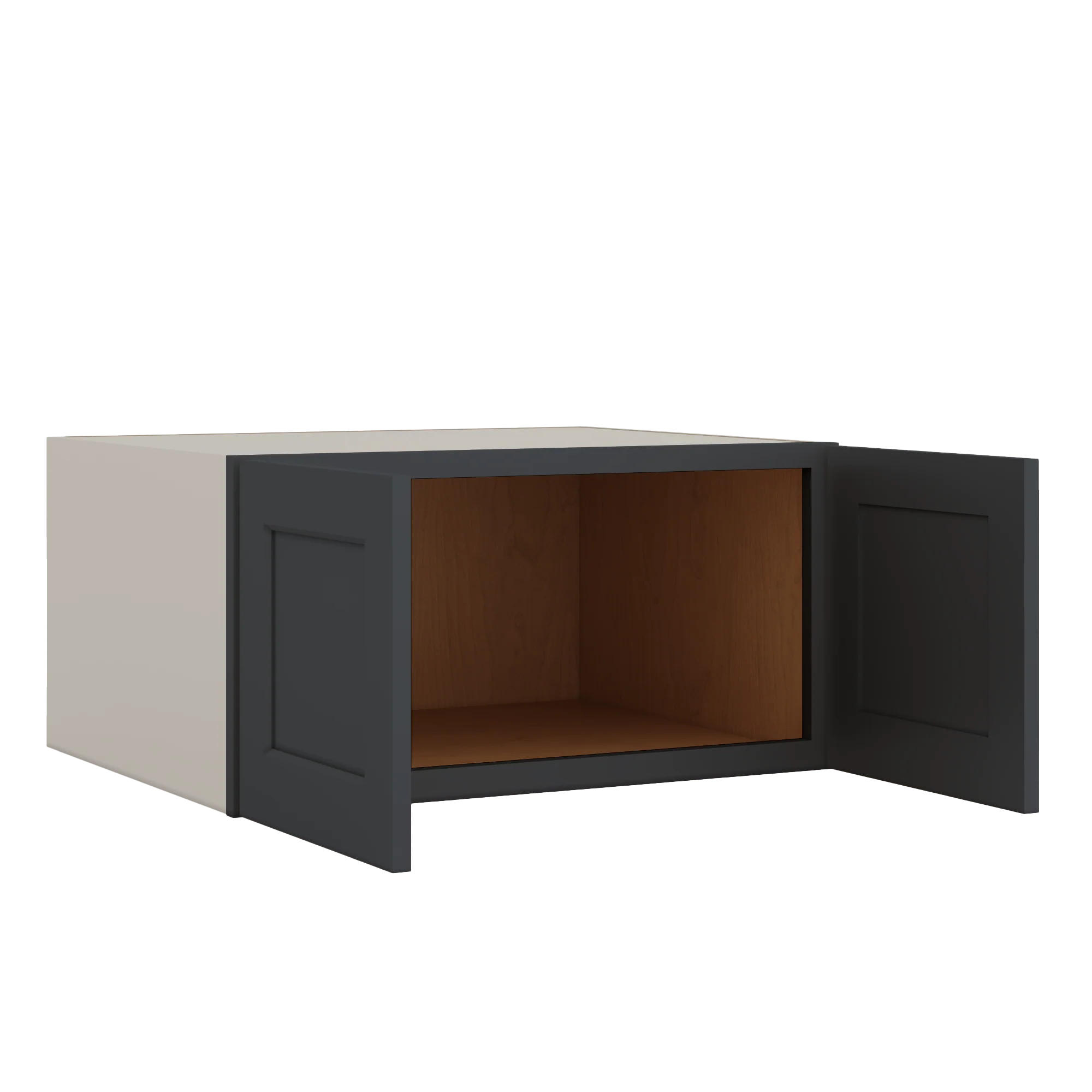 30" Wide 24" Deep Bridge 15HNS Hermosa Noir Black Shaker 1-1/4" Overlay Wall Cabinet - Double Door 12", 15", 18", 21" & 24" Tall - Image 5