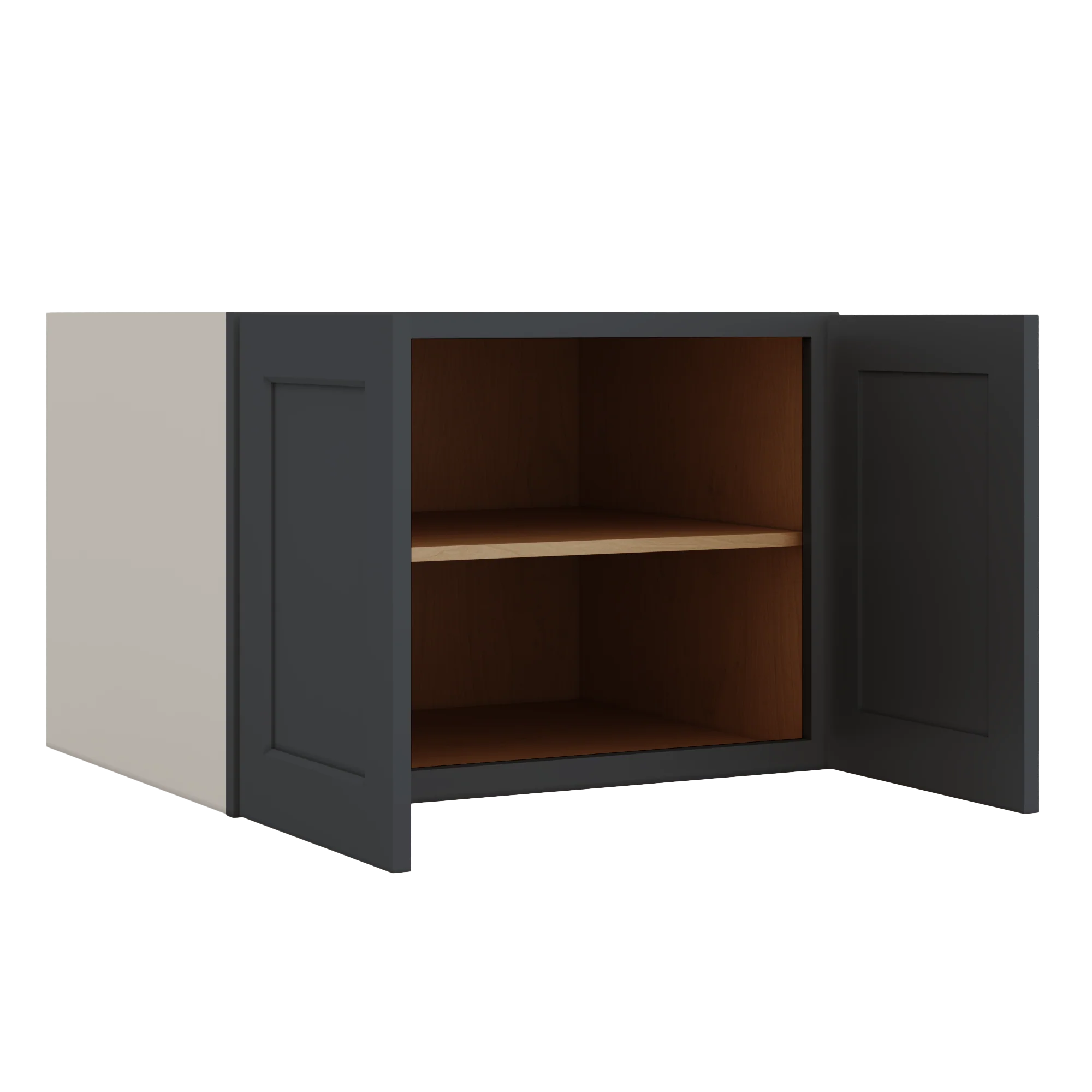 30" Wide 24" Deep Bridge 15HNS Hermosa Noir Black Shaker 1-1/4" Overlay Wall Cabinet - Double Door 12", 15", 18", 21" & 24" Tall - Image 9