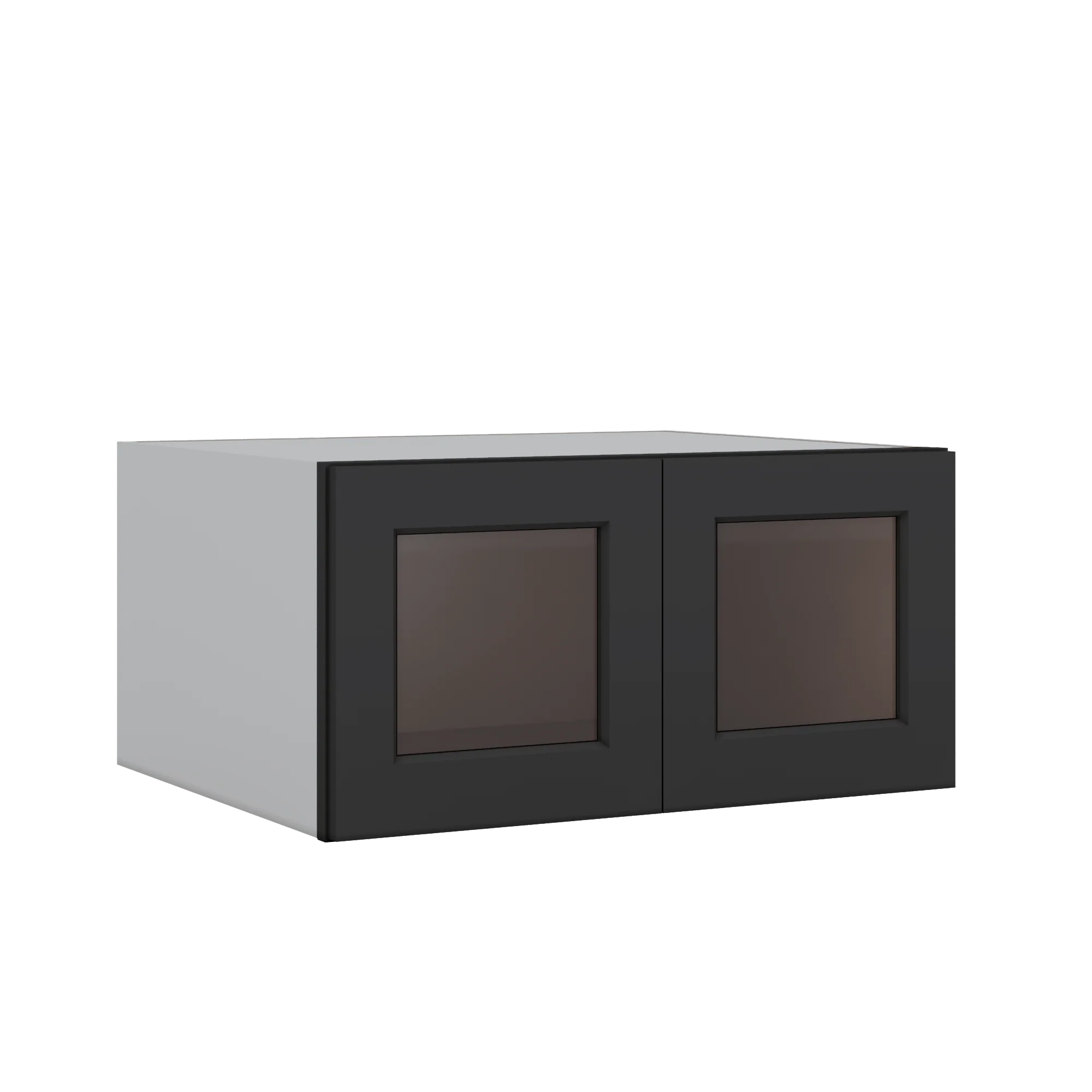 30" Wide 24" Deep Bridge 15HNS Hermosa Noir Black Shaker 1-1/4" Overlay Glass Ready Wall Cabinet - Double Door 12", 15", 18", 21" & 24" Tall - Image 3