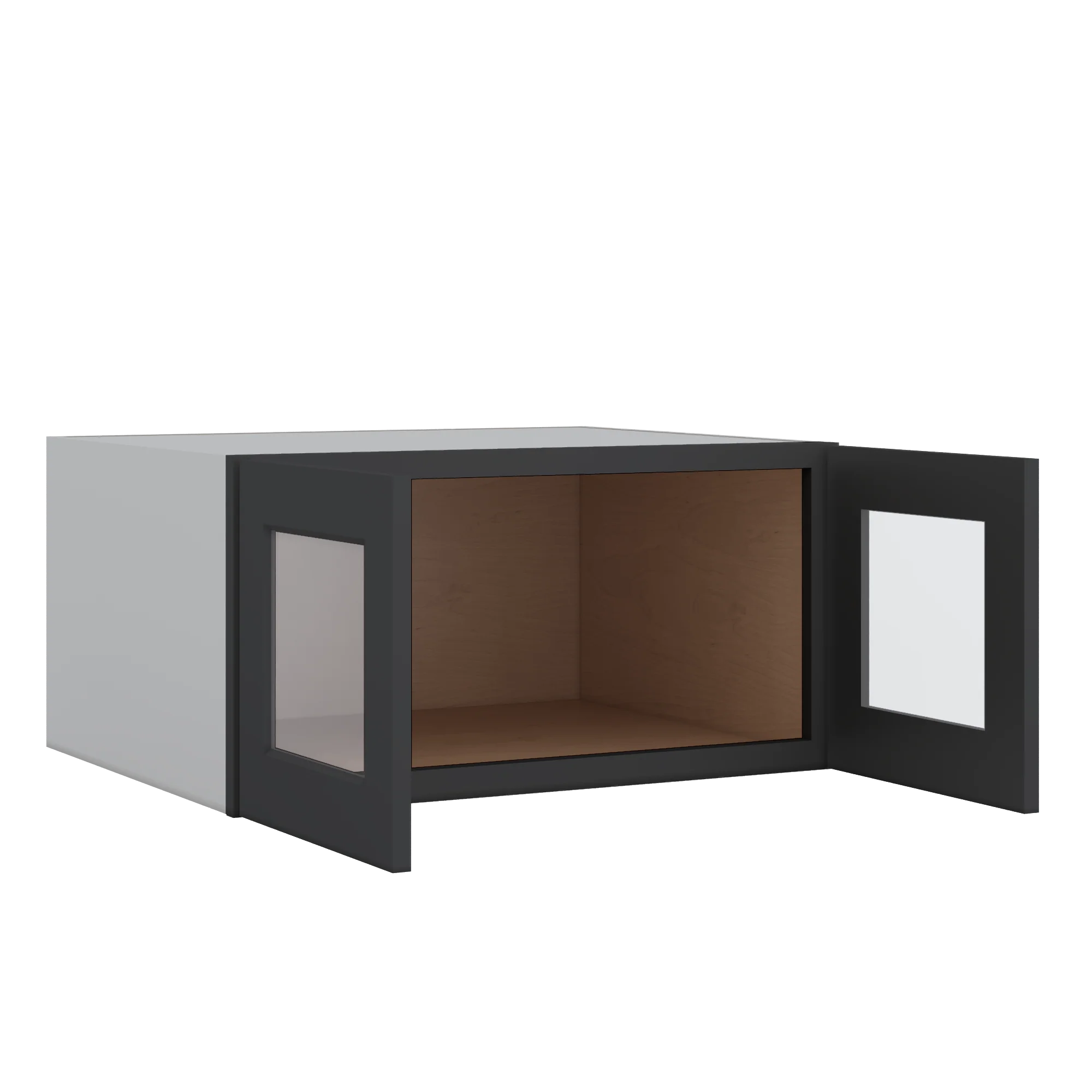 30" Wide 24" Deep Bridge 15HNS Hermosa Noir Black Shaker 1-1/4" Overlay Glass Ready Wall Cabinet - Double Door 12", 15", 18", 21" & 24" Tall - Image 4