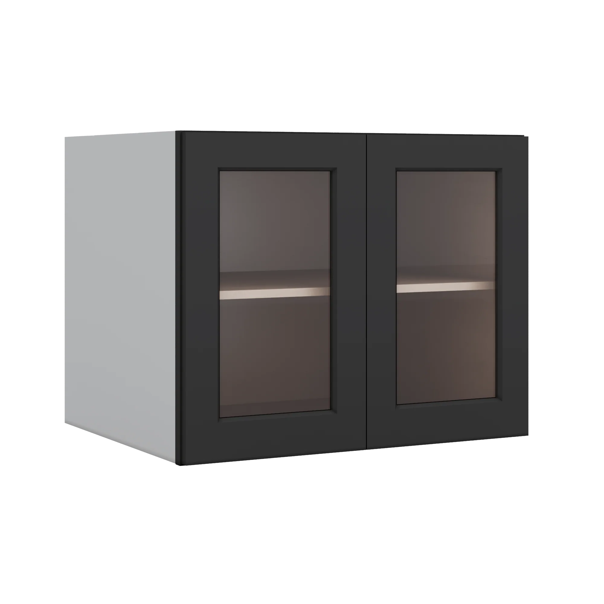 30" Wide 24" Deep Bridge 15HNS Hermosa Noir Black Shaker 1-1/4" Overlay Glass Ready Wall Cabinet - Double Door 12", 15", 18", 21" & 24" Tall - Image 9