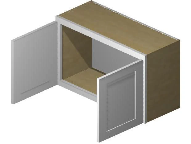 33" Wide Bridge 2WS White Shaker 1-1/4" Overlay Wall Cabinet - Double Door 15" Tall - 24" Deep - Image 4