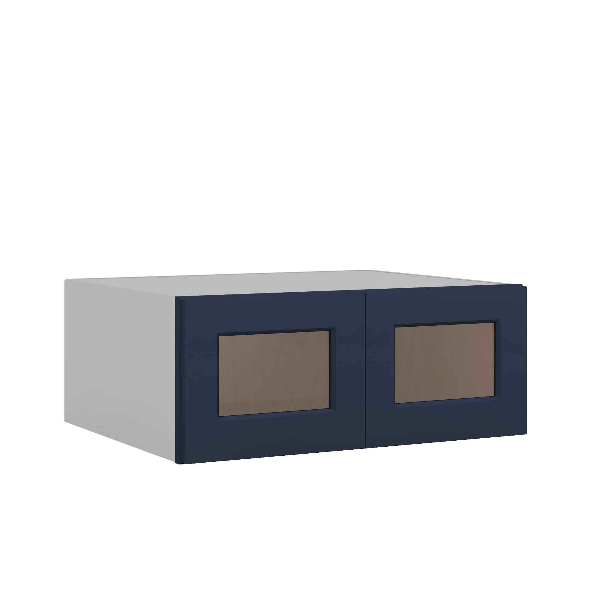 30" Wide 24" Deep Bridge NB29 Naval Blue Shaker 1-1/4" Overlay Glass Ready Wall Cabinet - Double Door 12", 15", 18", 21" & 24" Tall
