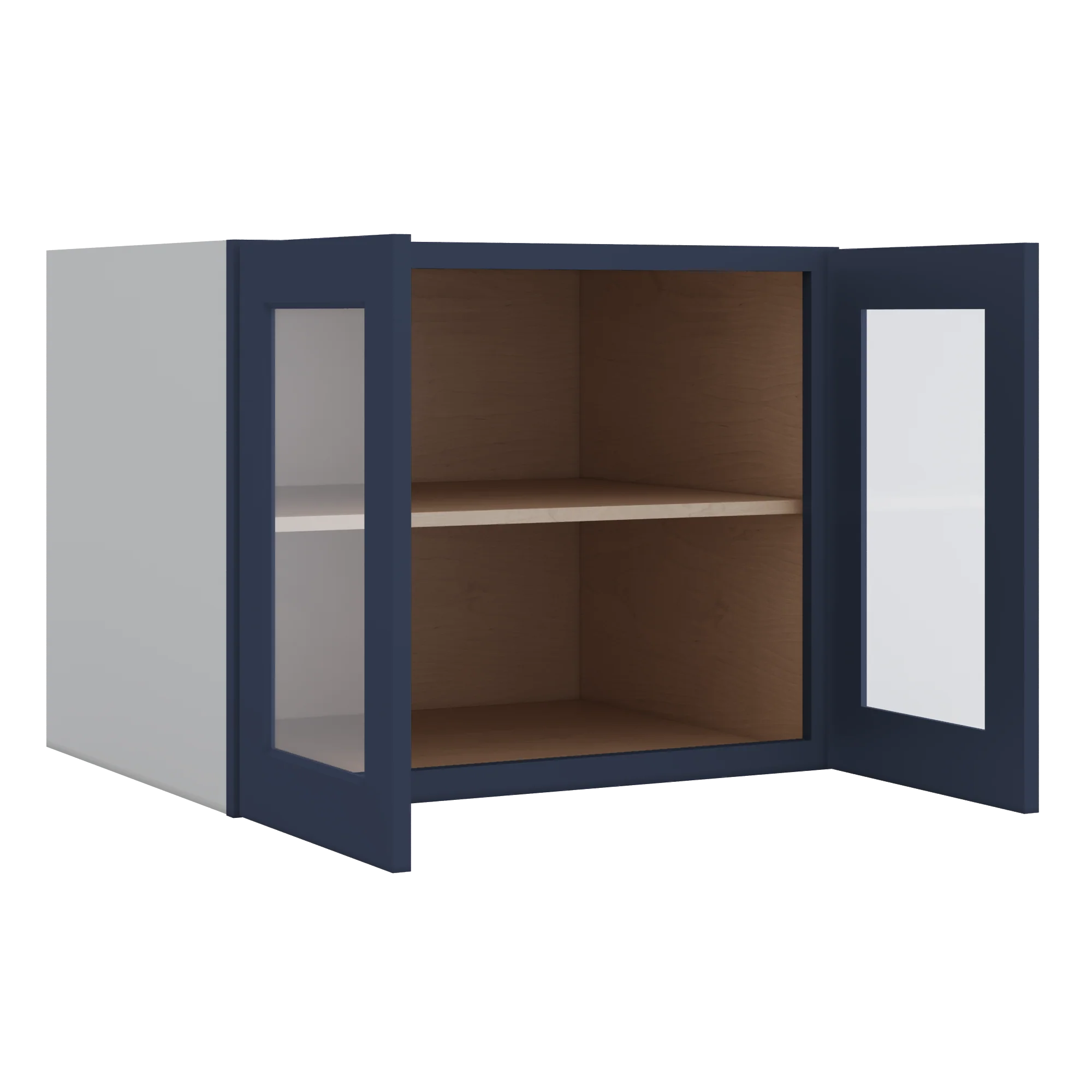 30" Wide 24" Deep Bridge NB29 Naval Blue Shaker 1-1/4" Overlay Glass Ready Wall Cabinet - Double Door 12", 15", 18", 21" & 24" Tall - Image 10