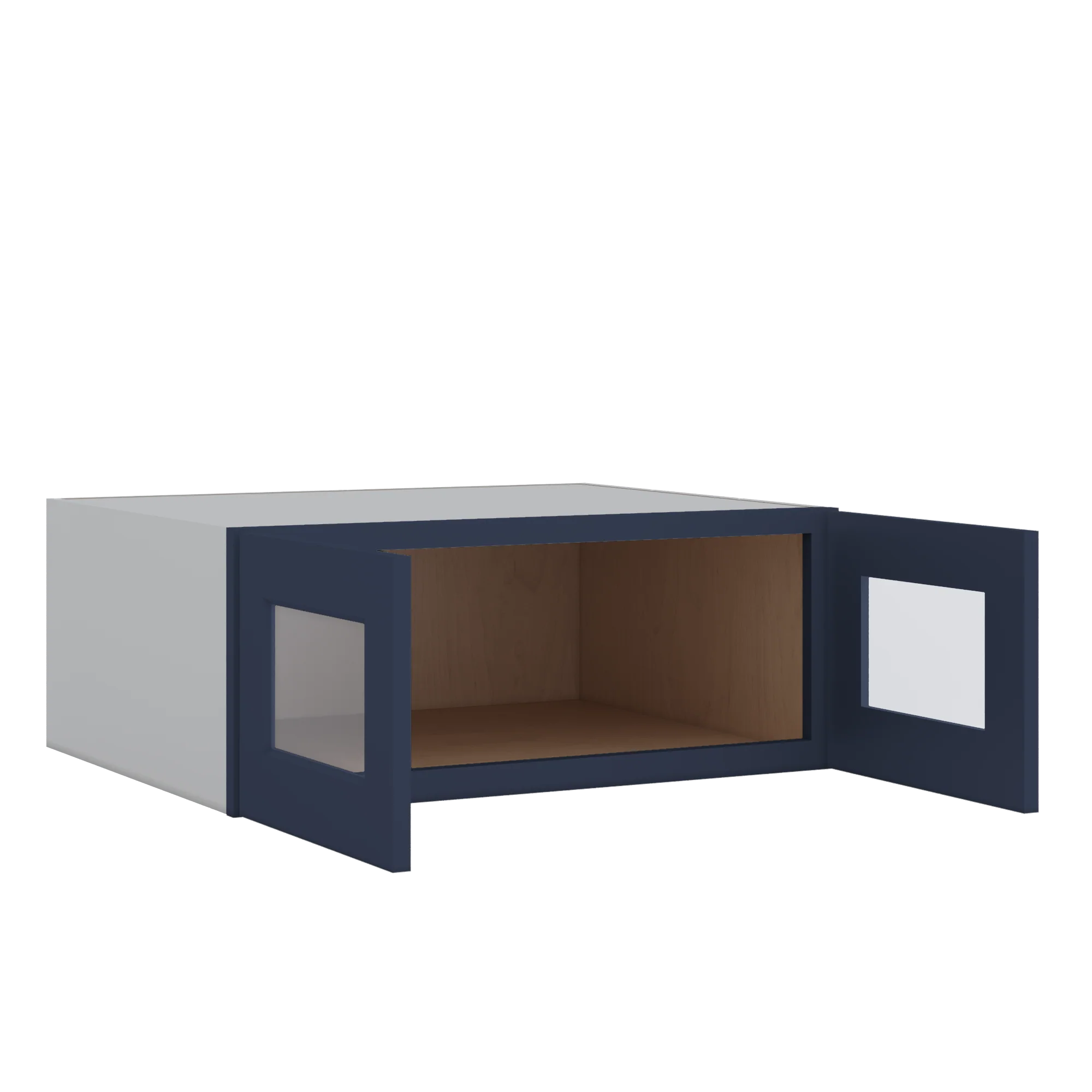 30" Wide 24" Deep Bridge NB29 Naval Blue Shaker 1-1/4" Overlay Glass Ready Wall Cabinet - Double Door 12", 15", 18", 21" & 24" Tall - Image 2