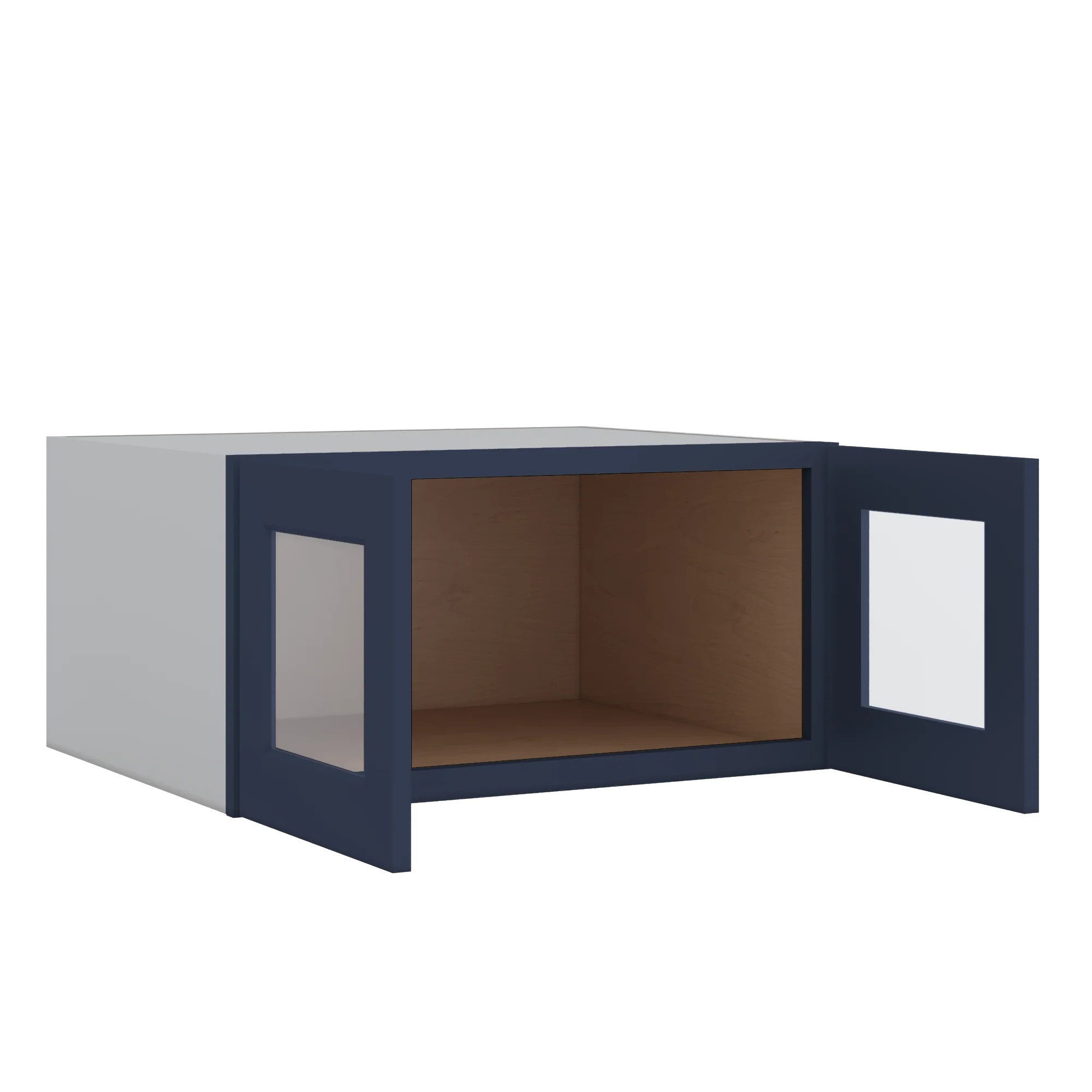 30" Wide 24" Deep Bridge NB29 Naval Blue Shaker 1-1/4" Overlay Glass Ready Wall Cabinet - Double Door 12", 15", 18", 21" & 24" Tall - Image 4