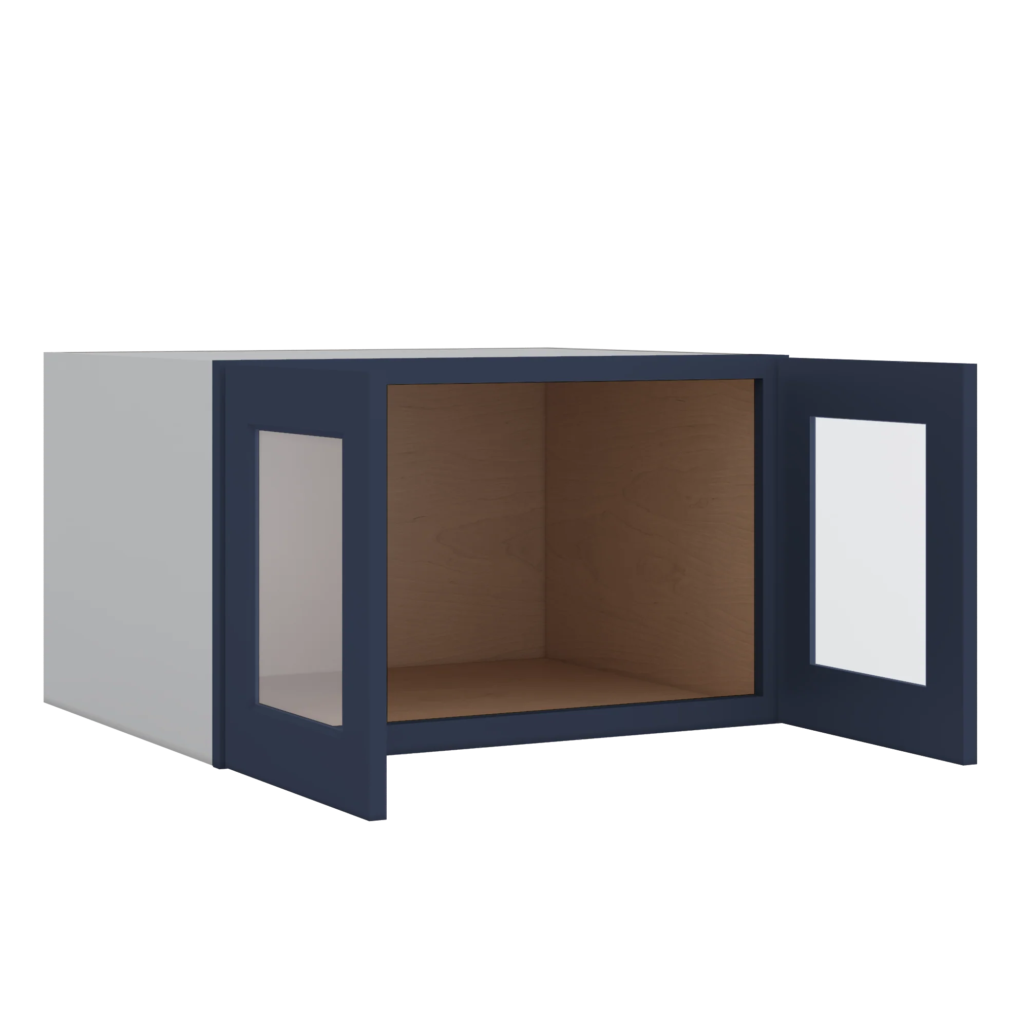 30" Wide 24" Deep Bridge NB29 Naval Blue Shaker 1-1/4" Overlay Glass Ready Wall Cabinet - Double Door 12", 15", 18", 21" & 24" Tall - Image 6