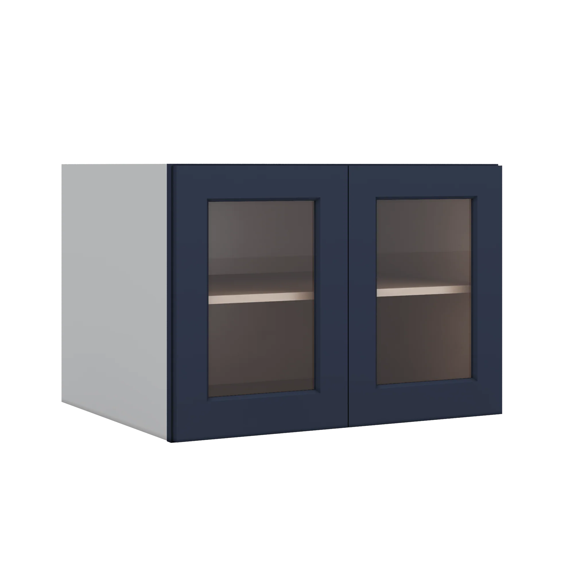 30" Wide 24" Deep Bridge NB29 Naval Blue Shaker 1-1/4" Overlay Glass Ready Wall Cabinet - Double Door 12", 15", 18", 21" & 24" Tall - Image 7