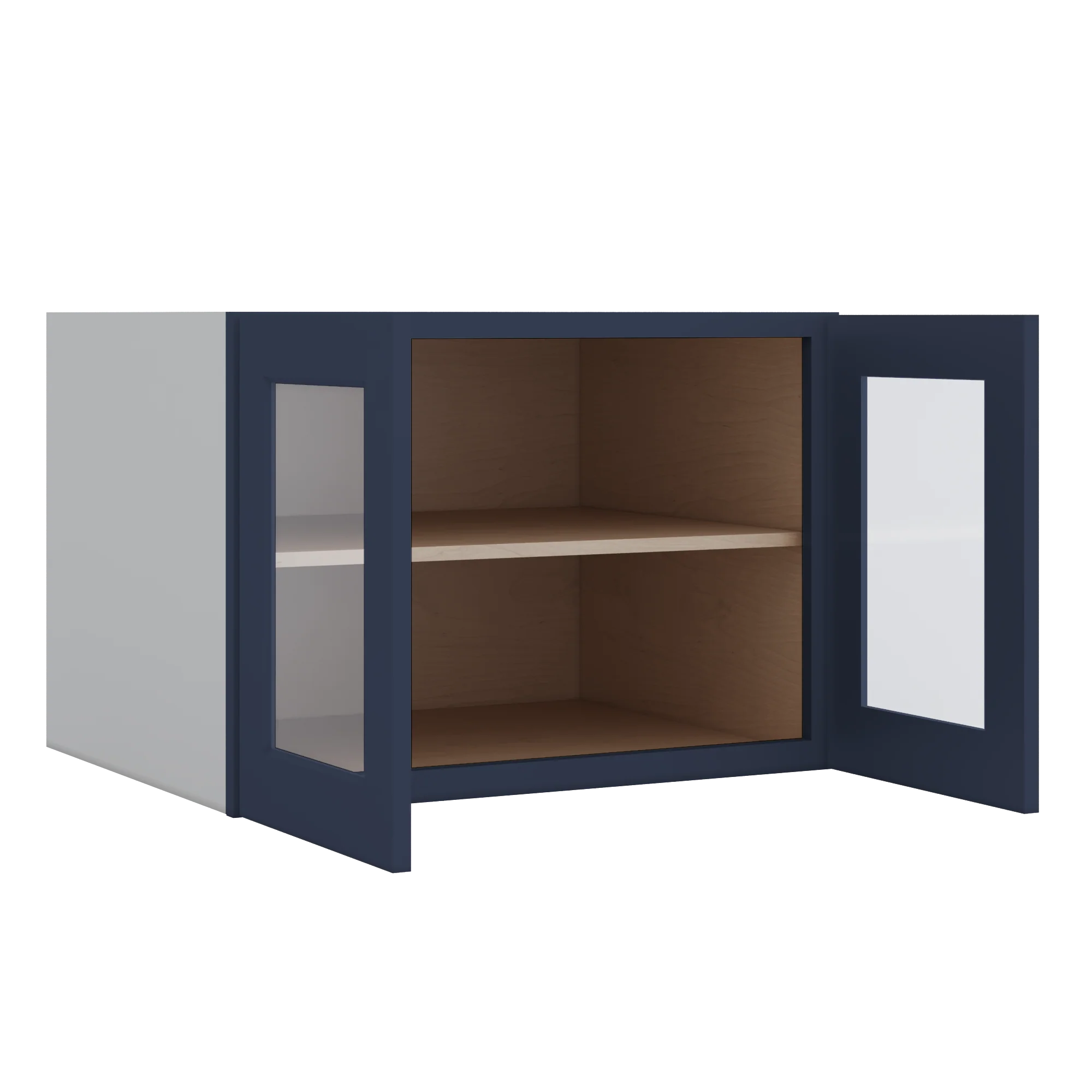 30" Wide 24" Deep Bridge NB29 Naval Blue Shaker 1-1/4" Overlay Glass Ready Wall Cabinet - Double Door 12", 15", 18", 21" & 24" Tall - Image 8