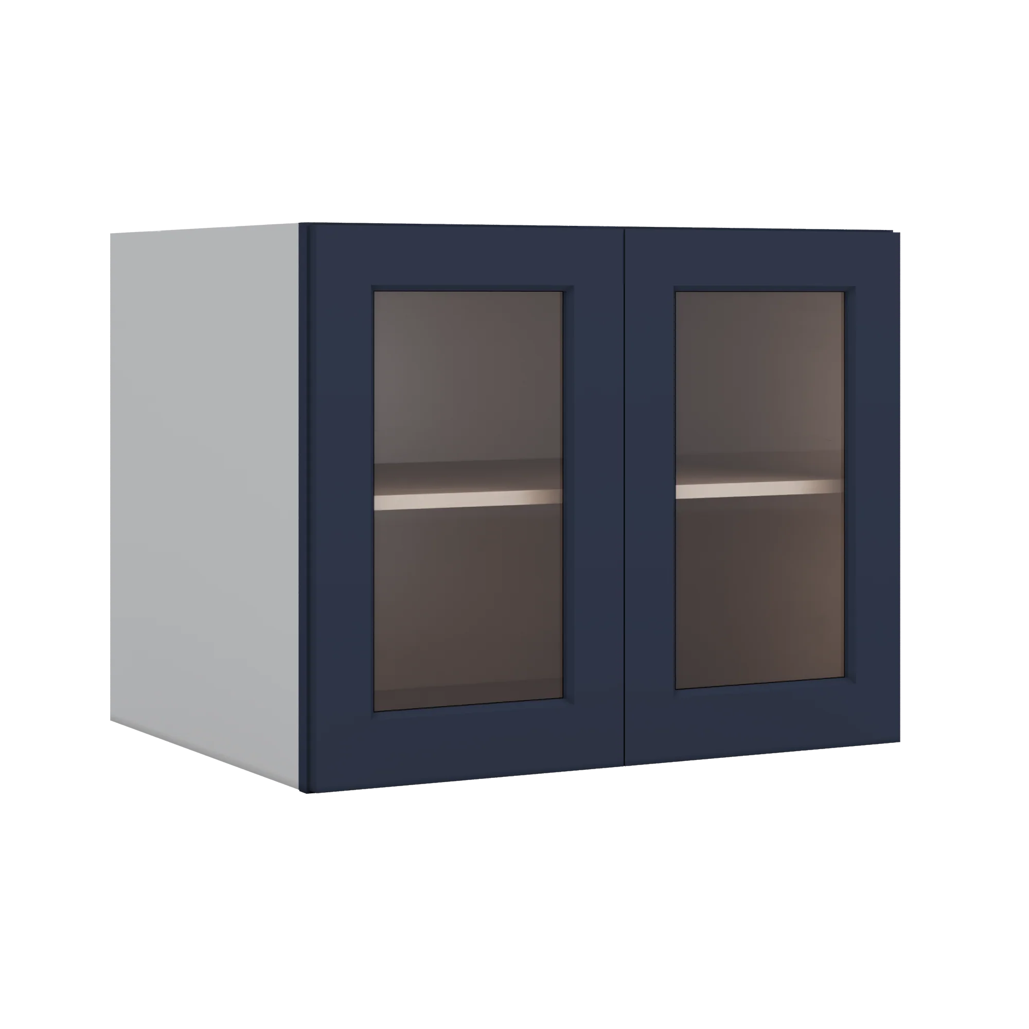 30" Wide 24" Deep Bridge NB29 Naval Blue Shaker 1-1/4" Overlay Glass Ready Wall Cabinet - Double Door 12", 15", 18", 21" & 24" Tall - Image 9