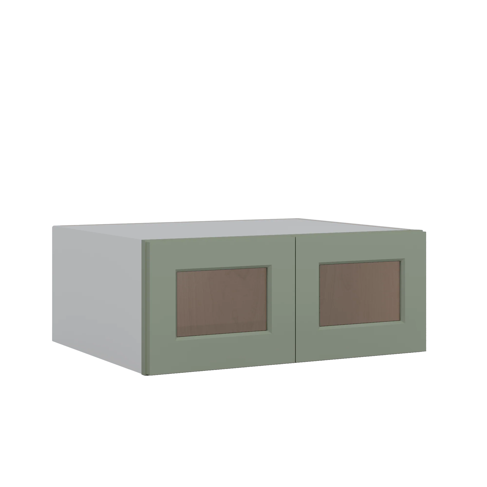 30" Wide 24" Deep Bridge Green Shaker 1-1/4" Overlay Glass Ready Wall Cabinet - Double Door 12", 15", 18", 21" & 24" Tall