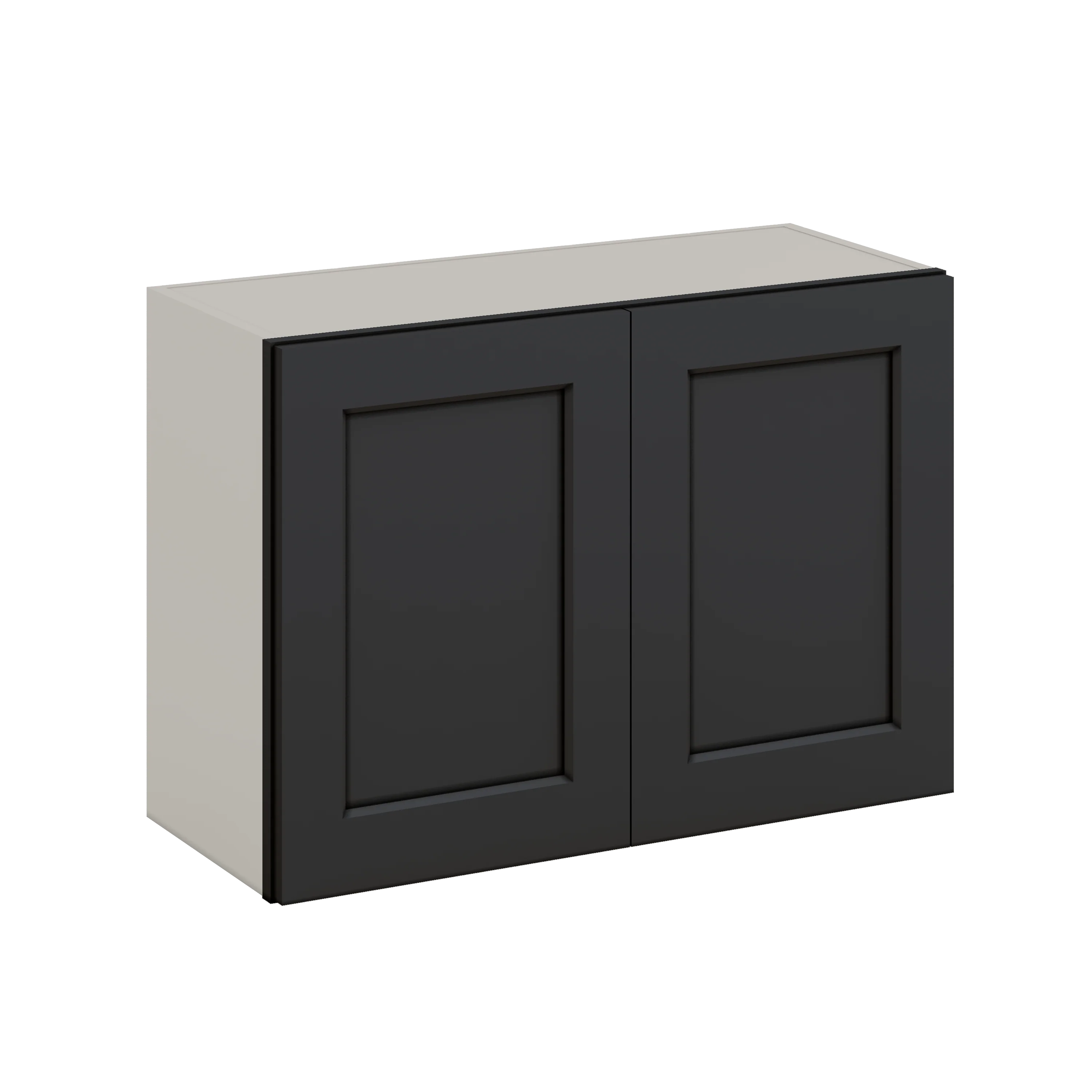 30" Wide Bridge 15HNS Hermosa Noir Black Shaker 1-1/4" Overlay Wall Cabinet - Double Door 12", 15", 18", 21" & 24" Tall - Image 7
