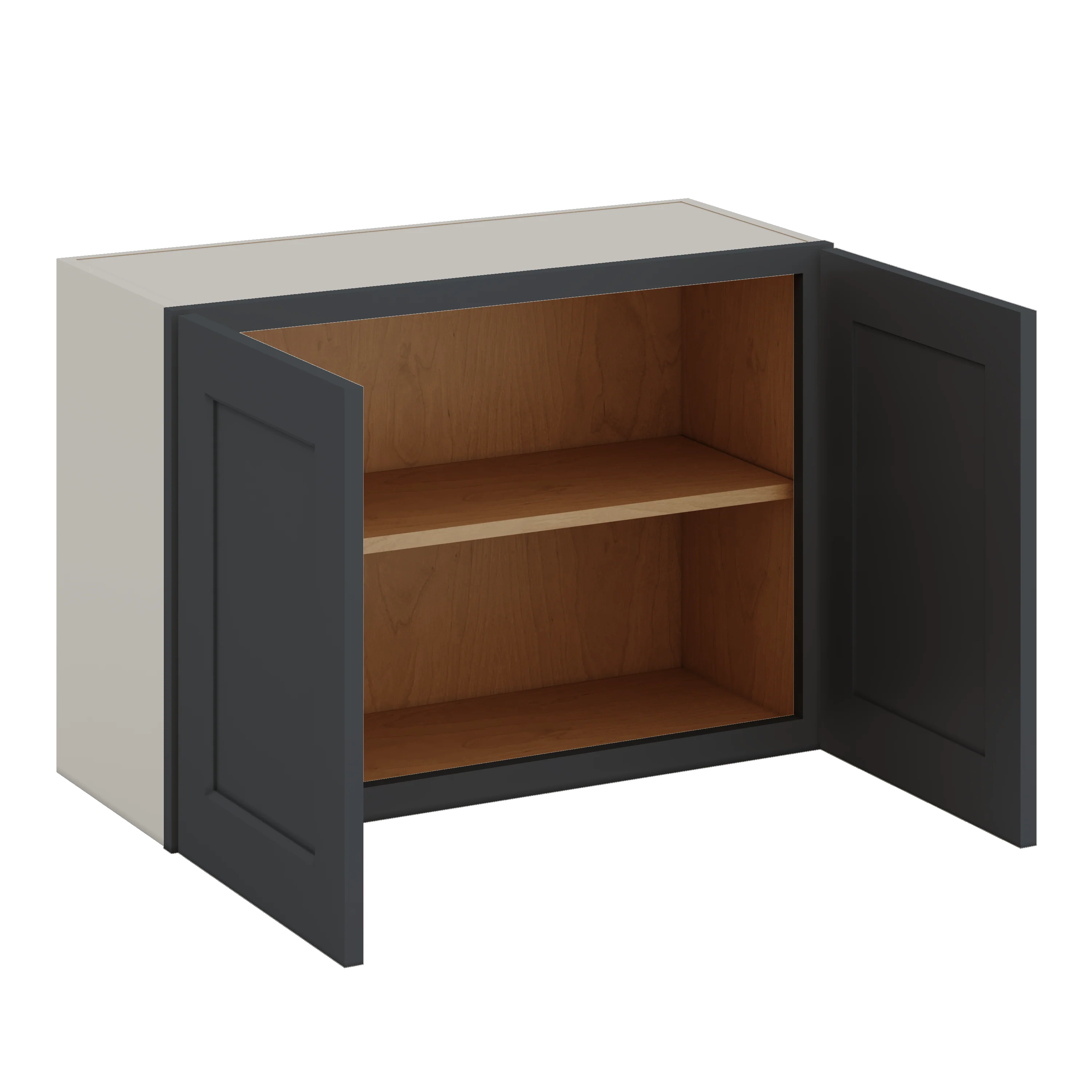 30" Wide Bridge 15HNS Hermosa Noir Black Shaker 1-1/4" Overlay Wall Cabinet - Double Door 12", 15", 18", 21" & 24" Tall - Image 8