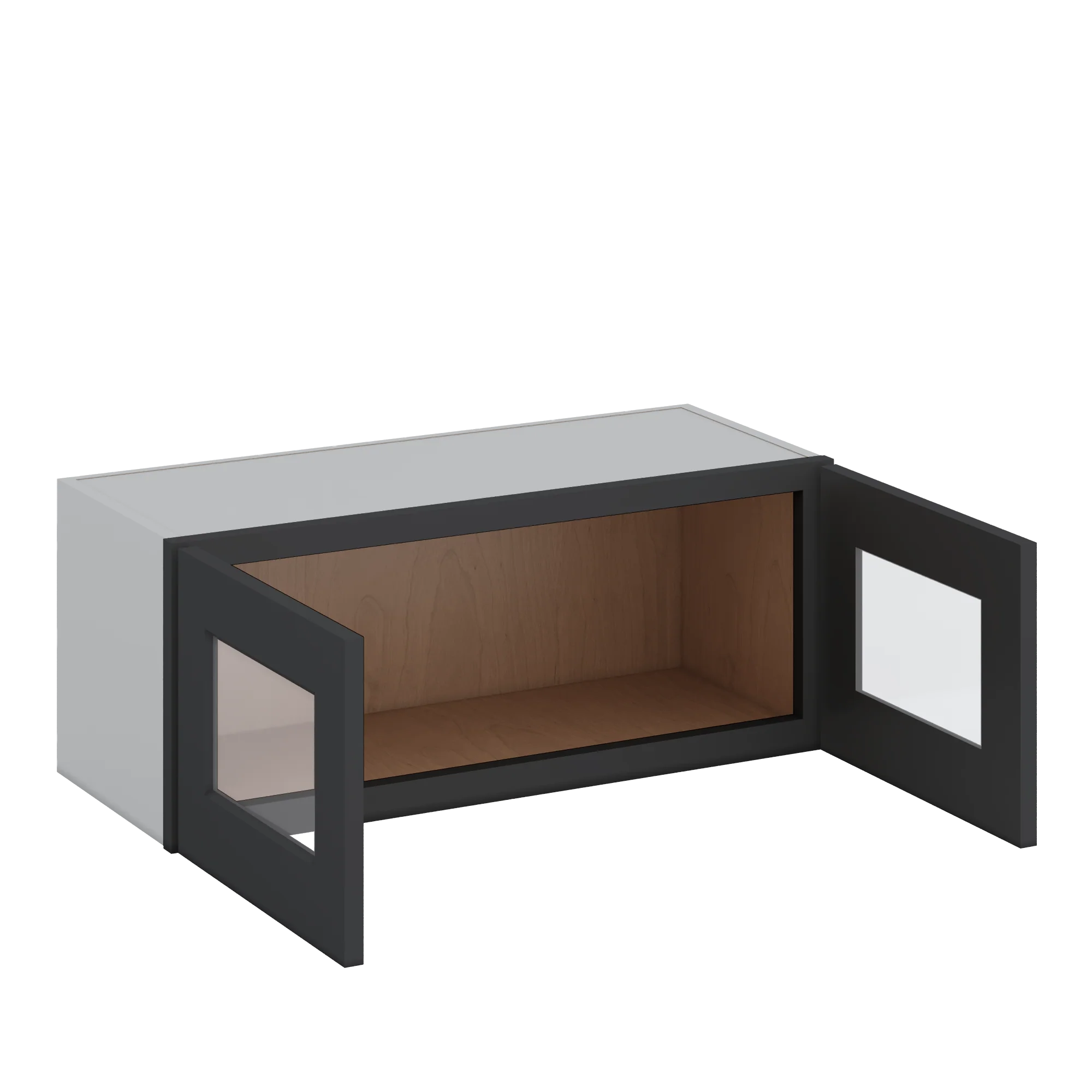 30" Wide Bridge 15HNS Hermosa Noir Black Shaker 1-1/4" Overlay Glass Ready Wall Cabinet - Double Door 12", 15", 18", 21" & 24" Tall - Image 2