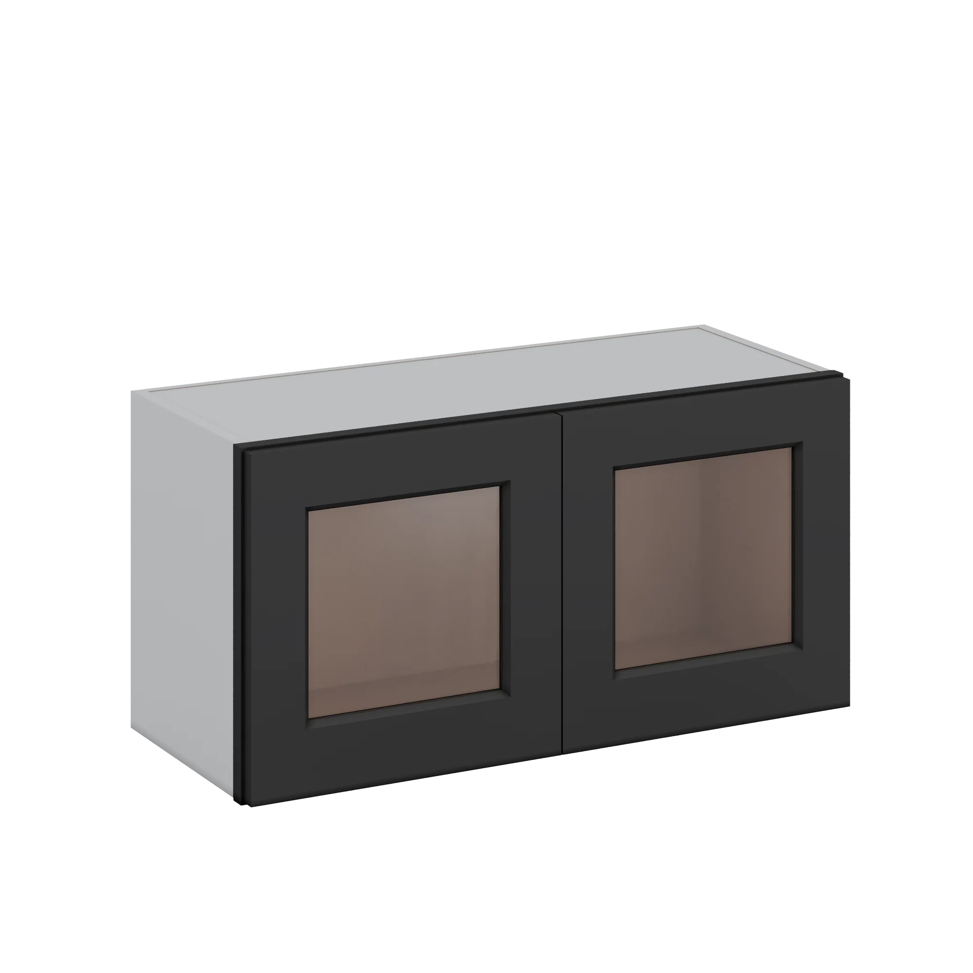 30" Wide Bridge 15HNS Hermosa Noir Black Shaker 1-1/4" Overlay Glass Ready Wall Cabinet - Double Door 12", 15", 18", 21" & 24" Tall - Image 3