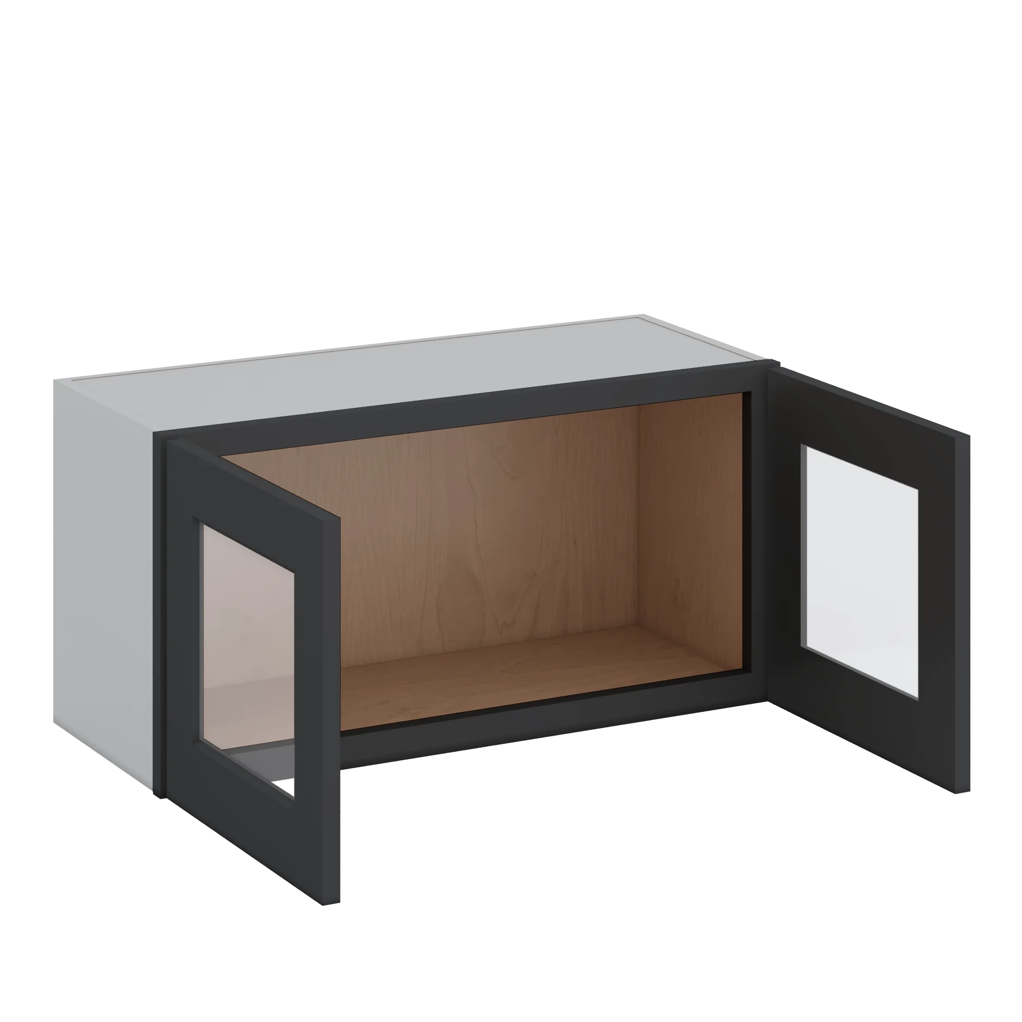 30" Wide Bridge 15HNS Hermosa Noir Black Shaker 1-1/4" Overlay Glass Ready Wall Cabinet - Double Door 12", 15", 18", 21" & 24" Tall - Image 4
