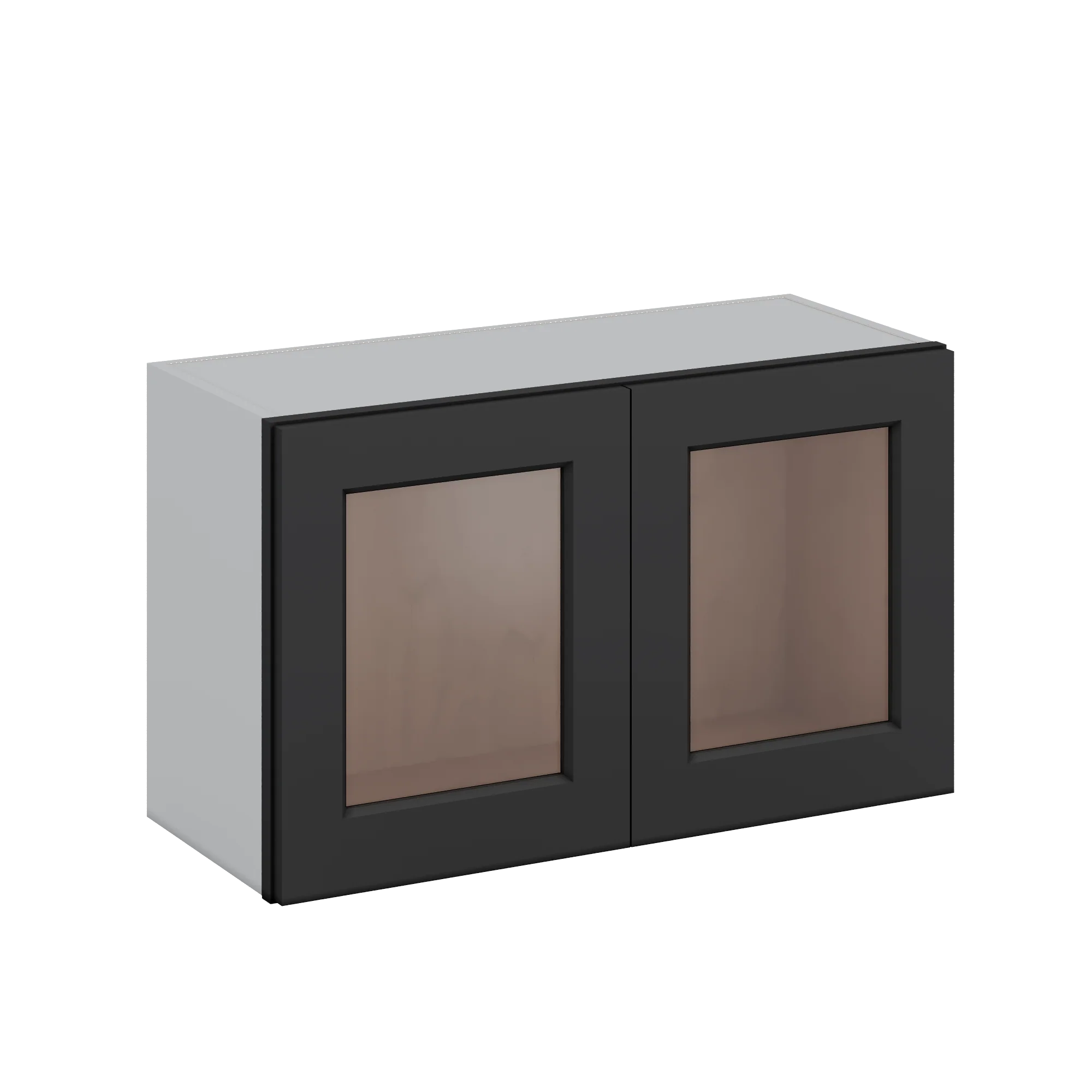 30" Wide Bridge 15HNS Hermosa Noir Black Shaker 1-1/4" Overlay Glass Ready Wall Cabinet - Double Door 12", 15", 18", 21" & 24" Tall - Image 5