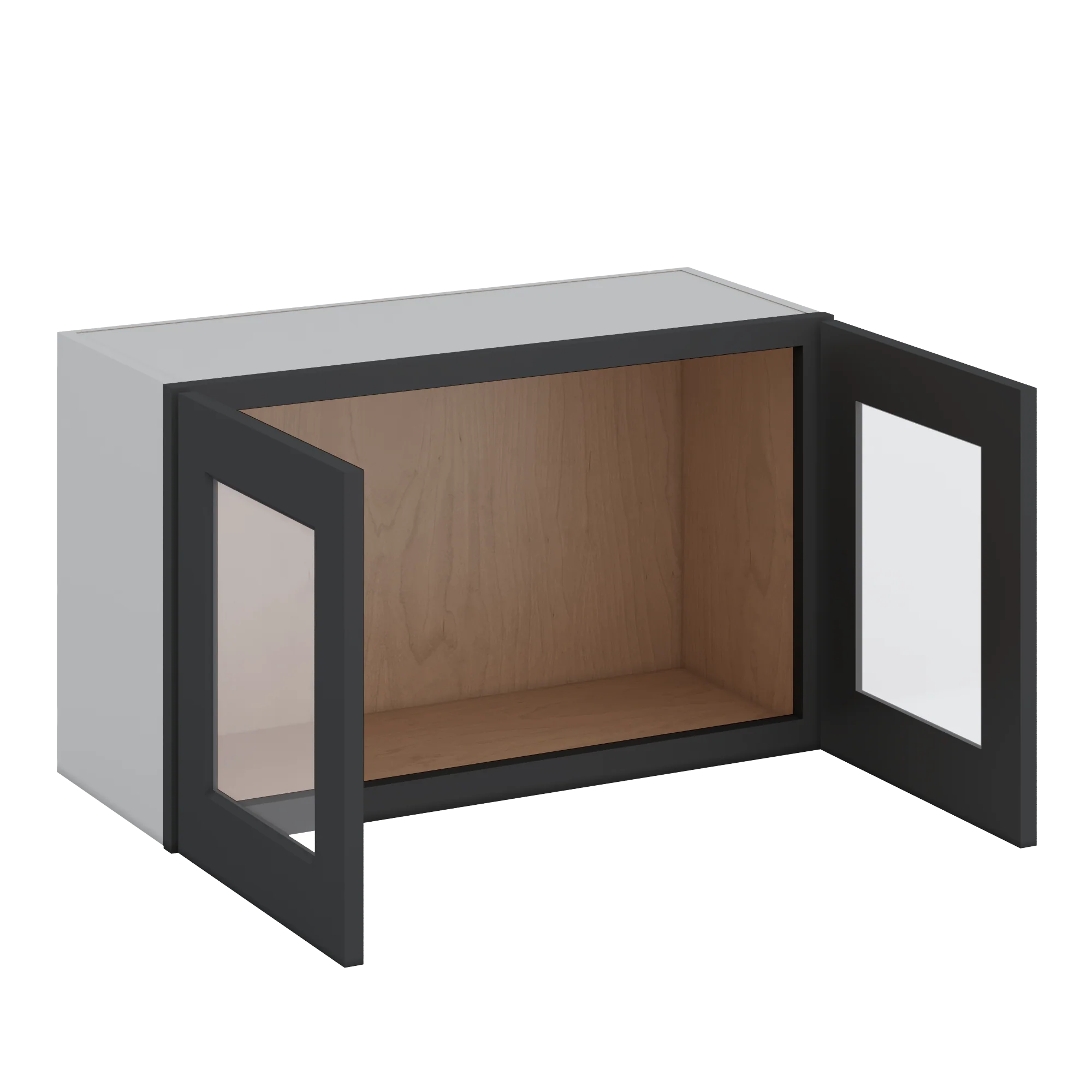 30" Wide Bridge 15HNS Hermosa Noir Black Shaker 1-1/4" Overlay Glass Ready Wall Cabinet - Double Door 12", 15", 18", 21" & 24" Tall - Image 6