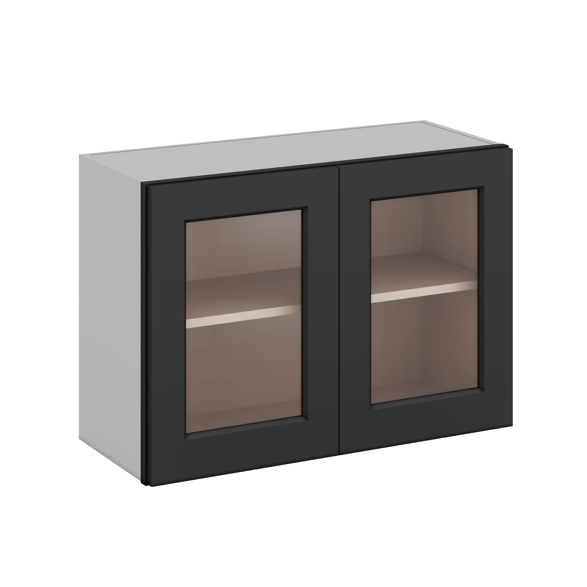 30" Wide Bridge 15HNS Hermosa Noir Black Shaker 1-1/4" Overlay Glass Ready Wall Cabinet - Double Door 12", 15", 18", 21" & 24" Tall - Image 7