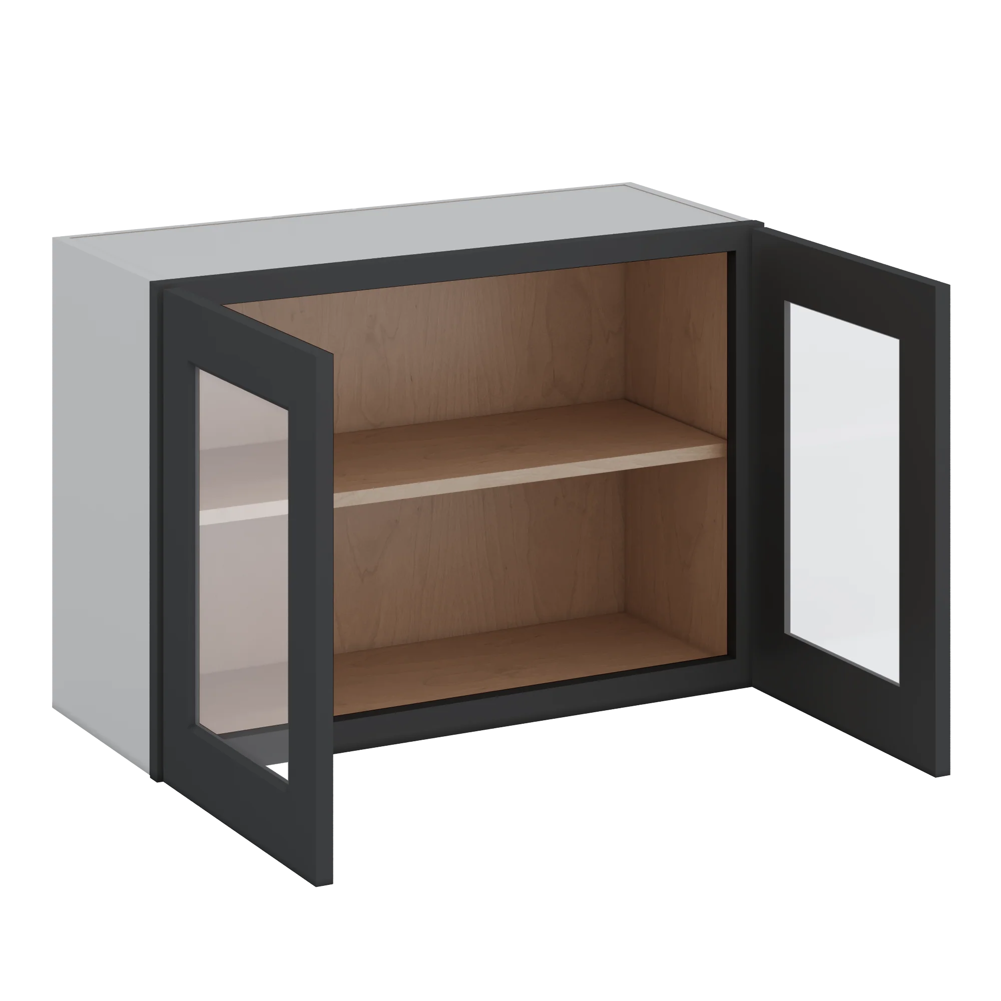 30" Wide Bridge 15HNS Hermosa Noir Black Shaker 1-1/4" Overlay Glass Ready Wall Cabinet - Double Door 12", 15", 18", 21" & 24" Tall - Image 8