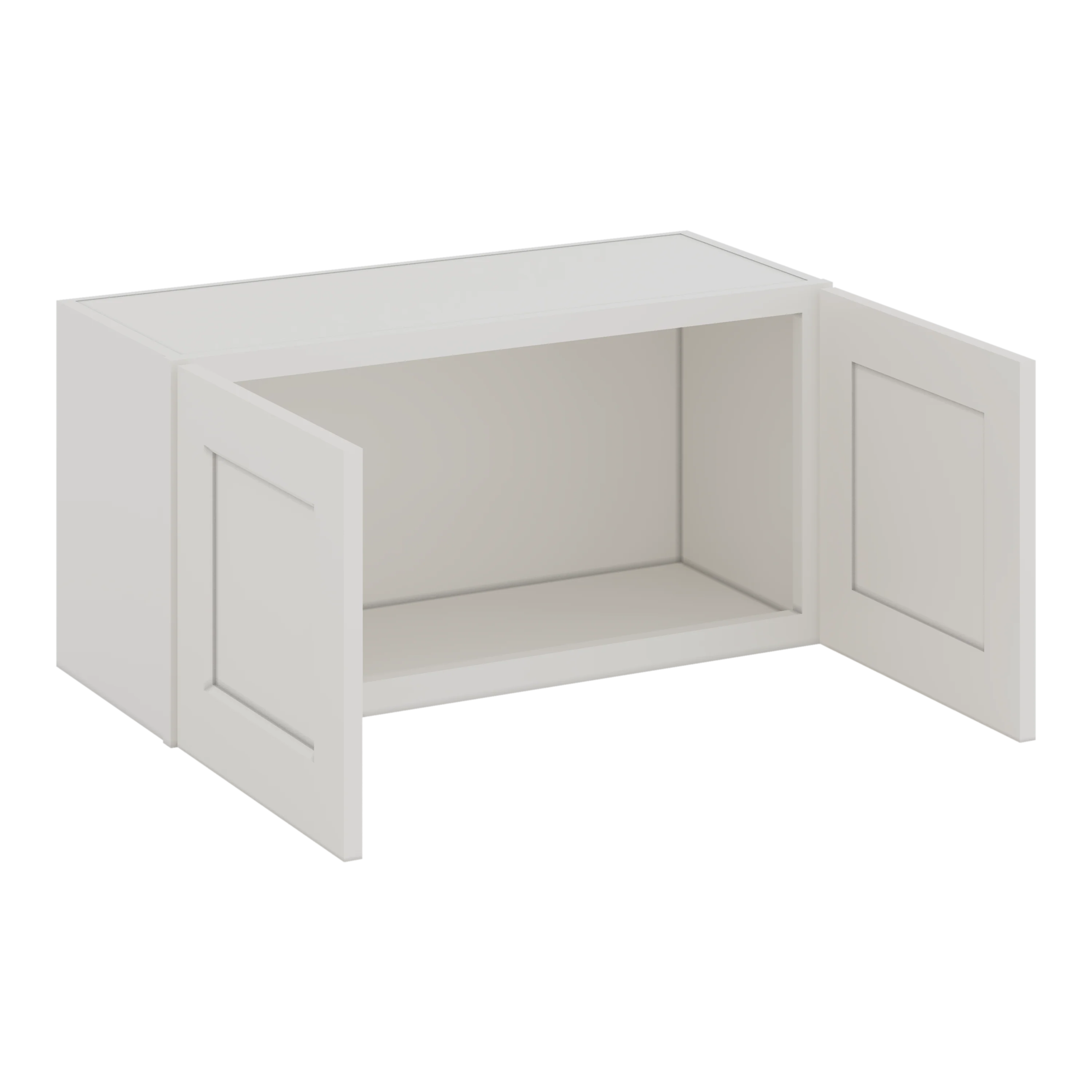 30" Wide Bridge ICE White Shaker 1-1/4" Overlay Wall Cabinet - Double Door 12", 15", 18", 21" & 24" Tall CWS/CWB - Image 5