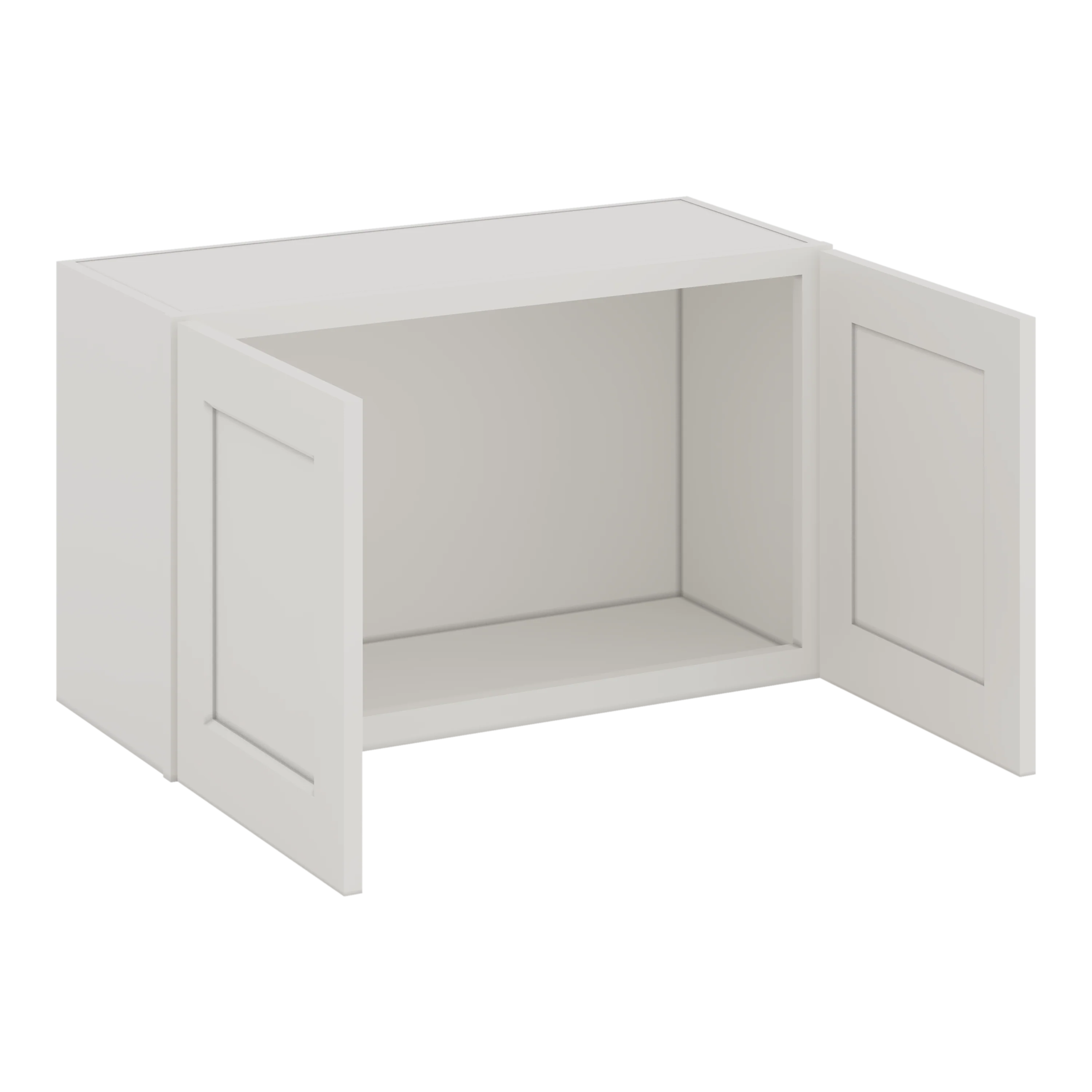 30" Wide Bridge ICE White Shaker 1-1/4" Overlay Wall Cabinet - Double Door 12", 15", 18", 21" & 24" Tall CWS/CWB - Image 7