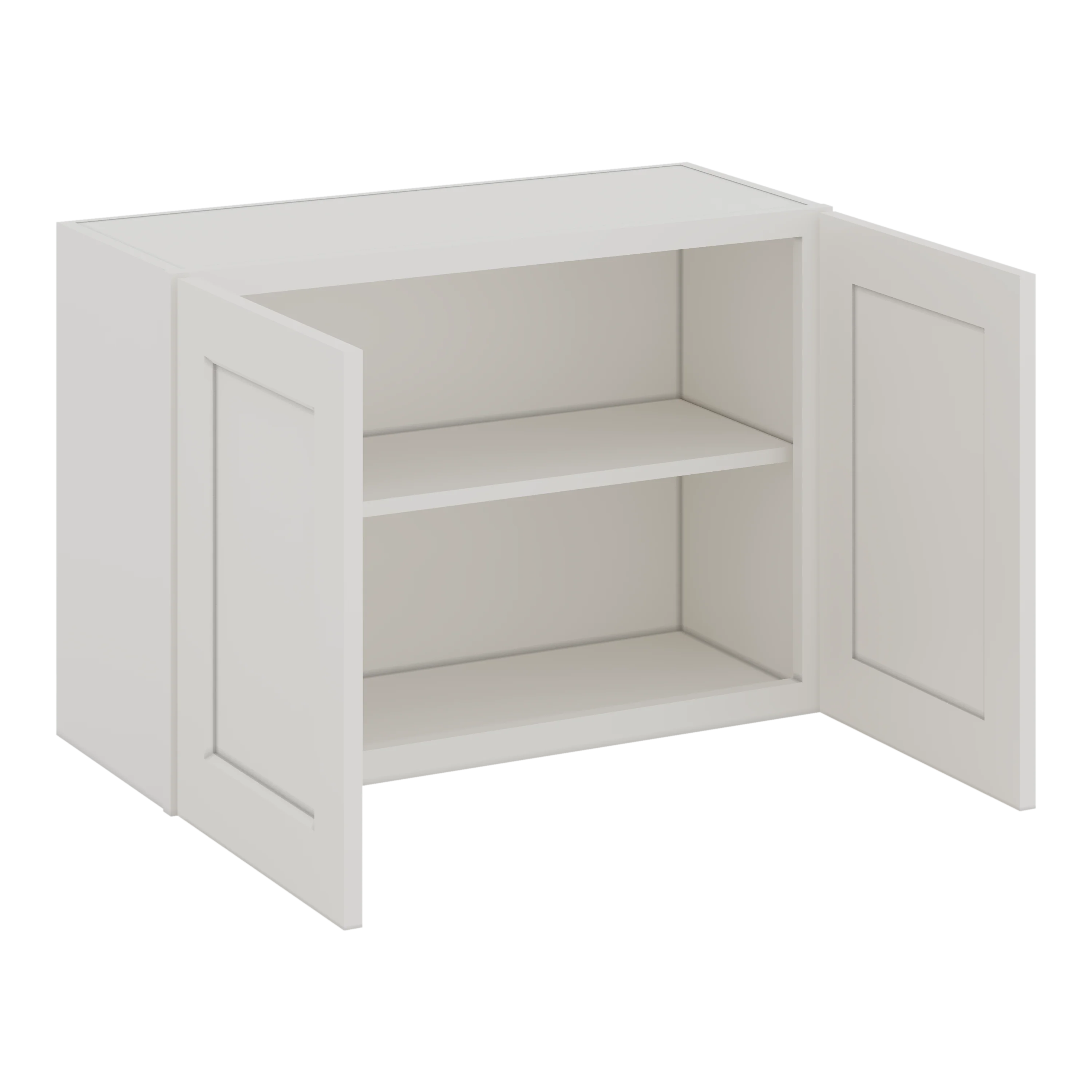 30" Wide Bridge ICE White Shaker 1-1/4" Overlay Wall Cabinet - Double Door 12", 15", 18", 21" & 24" Tall CWS/CWB - Image 9