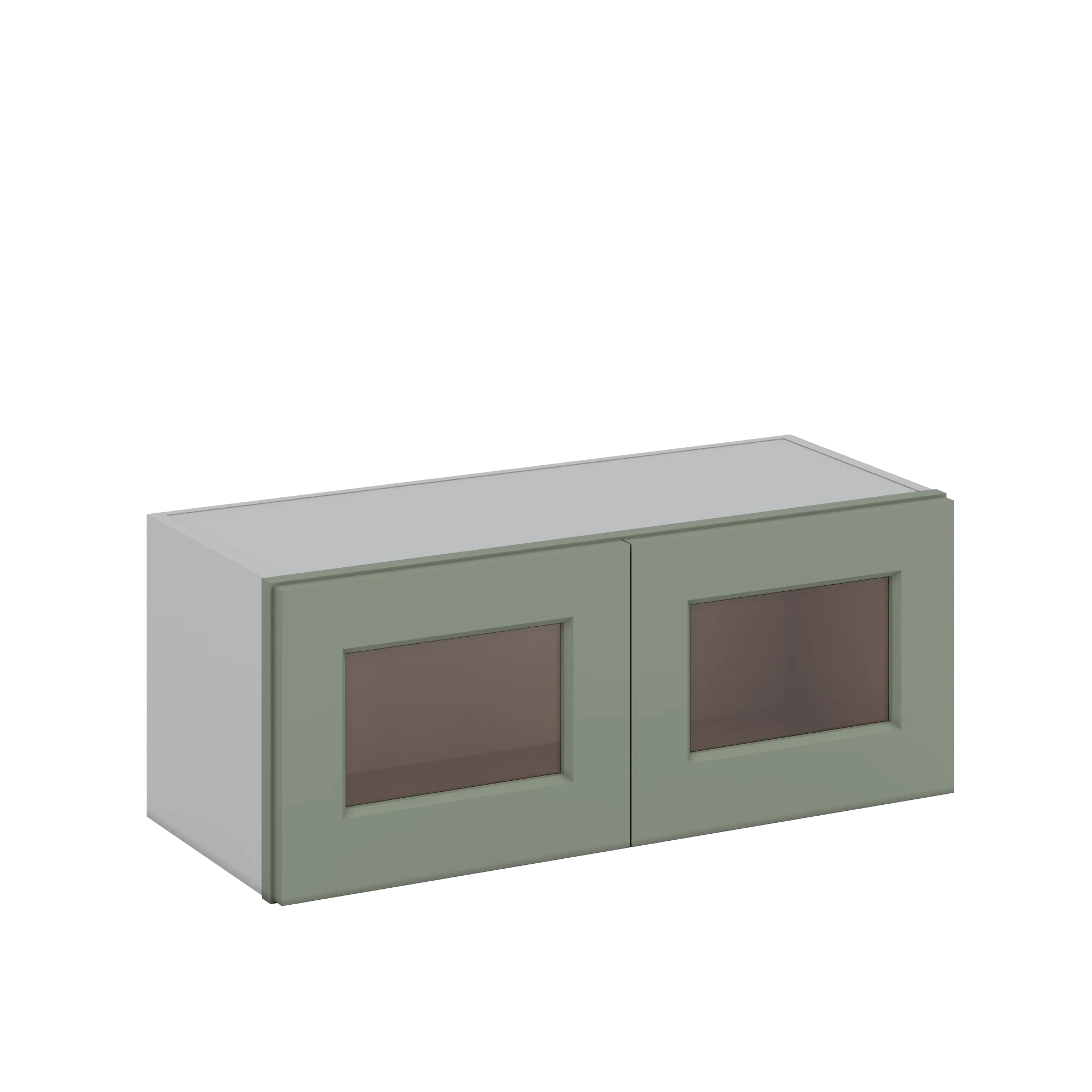 30" Wide Bridge Green Shaker 1-1/4" Overlay Glass Ready Wall Cabinet - Double Door 12", 15", 18", 21" & 24" Tall