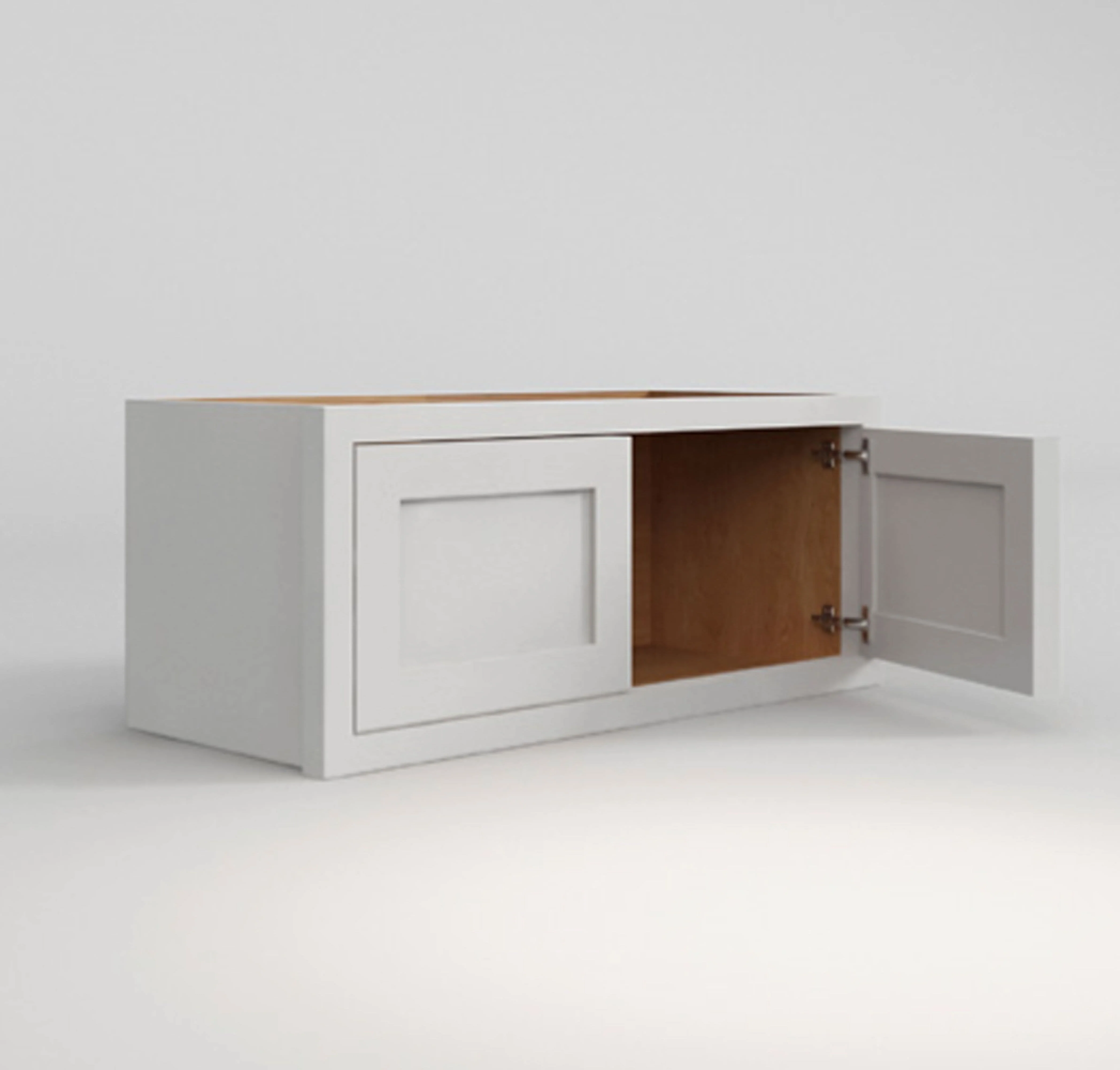 30" Wide Bridge Wall Cabinet - Double Door 12", 15", 18", 21"& 24" Tall Snow White Inset Shaker - Image 4