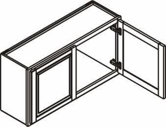 30" Wide Bridge Wall Cabinet - Double Door 12", 15", 18", 21"& 24" Tall Snow White Inset Shaker - Image 5