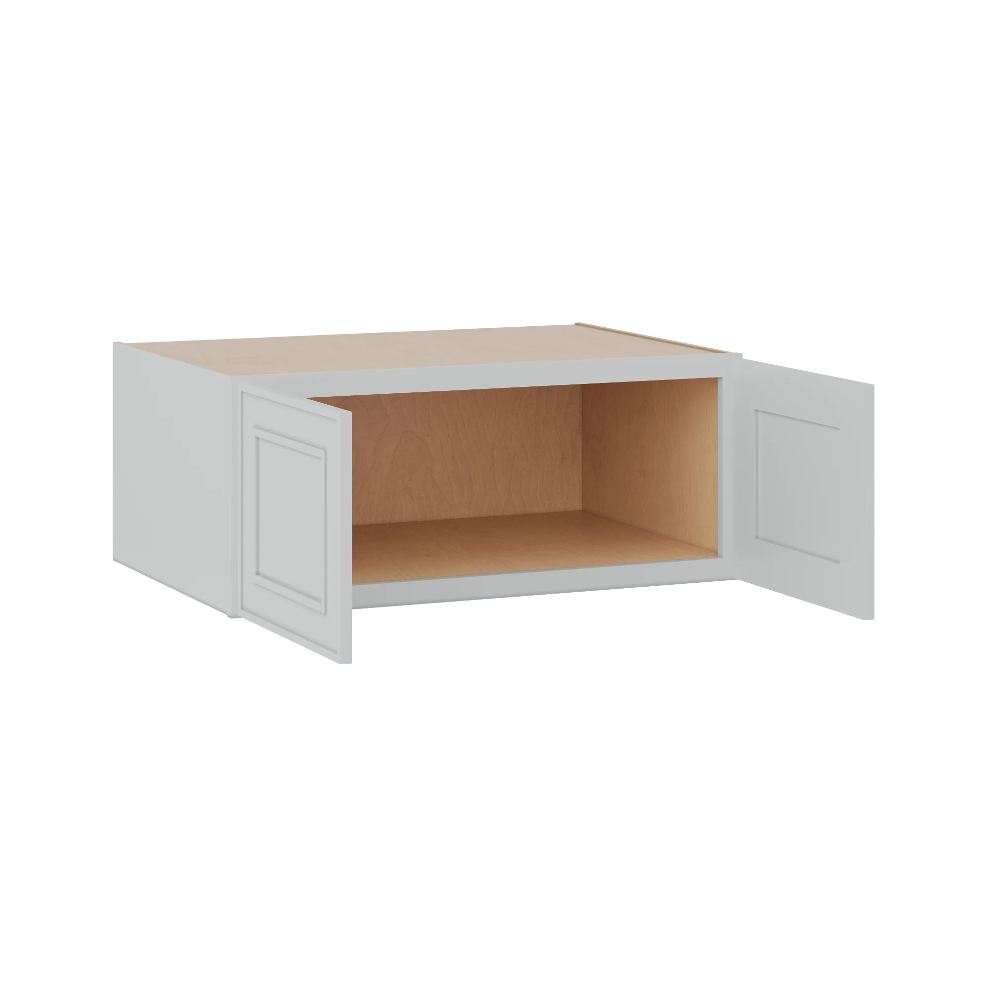 30" Wide Double Door 12", 15", 18", 21"& 24" Tall Bridge White Elegant Oak Shaker Wall Cabinet - Image 4