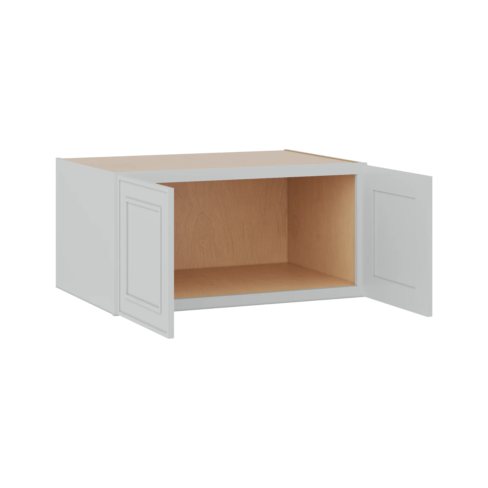 30" Wide Double Door 12", 15", 18", 21"& 24" Tall Bridge White Elegant Oak Shaker Wall Cabinet - Image 6