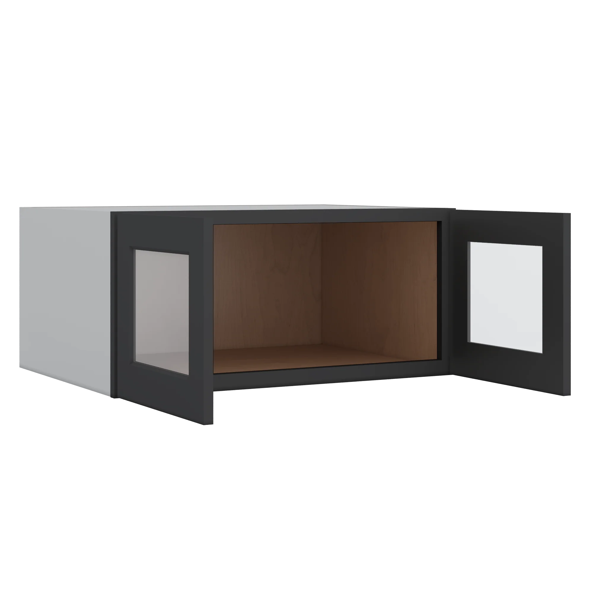 33" Wide Bridge 15HNS Hermosa Noir Black Shaker 1-1/4" Overlay Glass Ready Wall Cabinet - Double Door 15" Tall - 24" Deep - Image 2