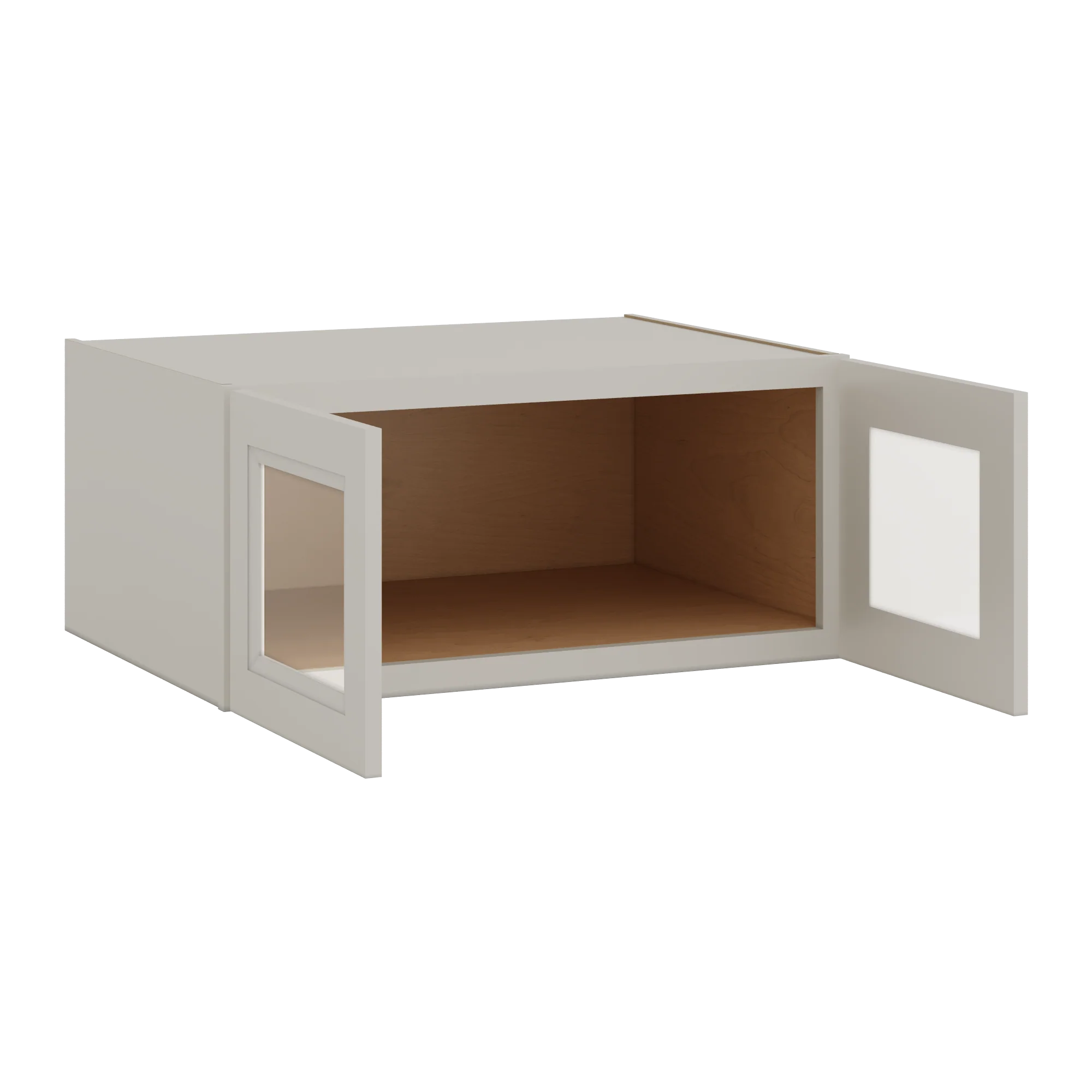 33" Wide Bridge 27LGDS Laguna Gray Double Shaker Glass Ready Wall Cabinet - Double Door 15" Tall - 24" Deep - Image 2
