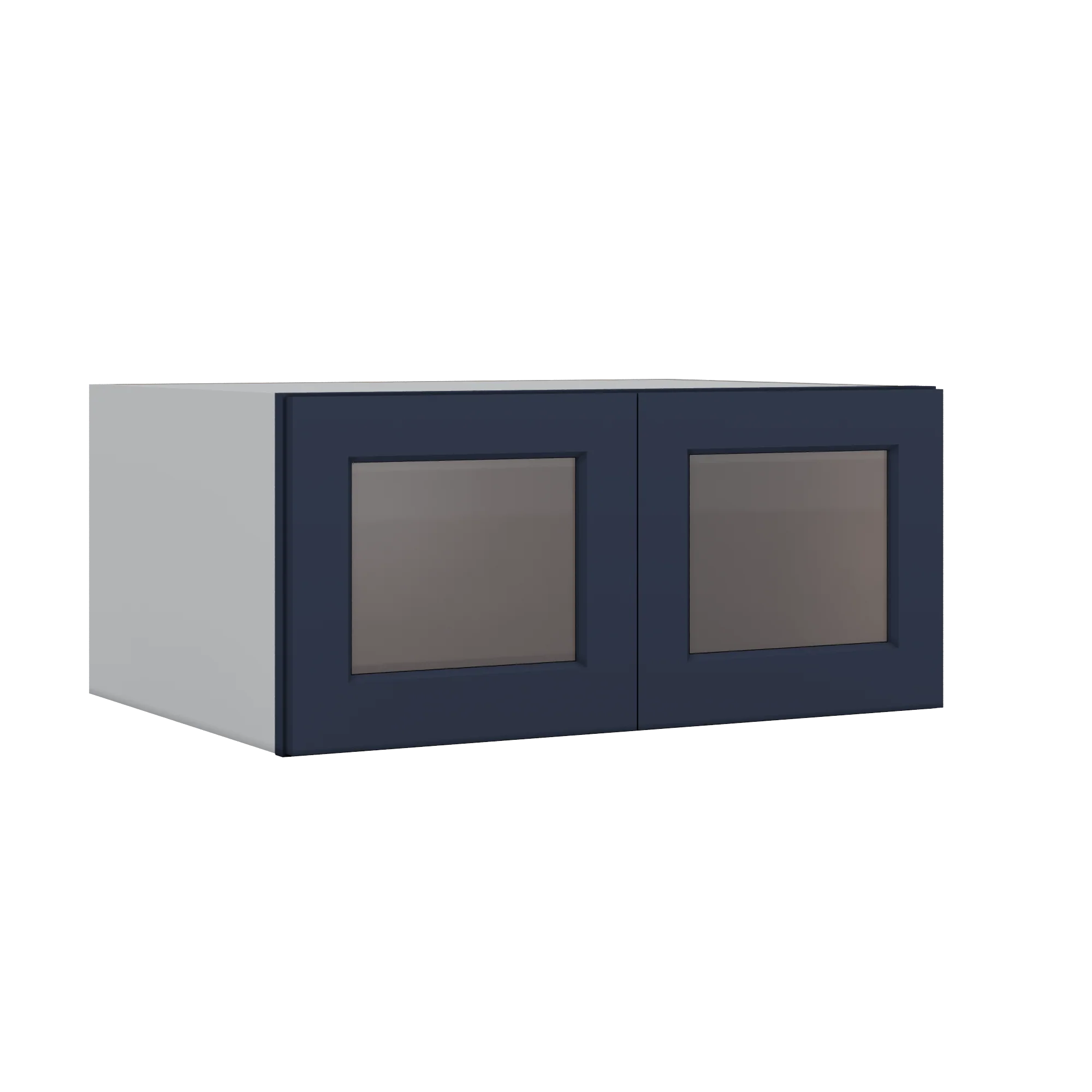 33" Wide Bridge NB29 Naval Blue Shaker 1-1/4" Overlay Glass Ready Wall Cabinet - Double Door 15" Tall - 24" Deep