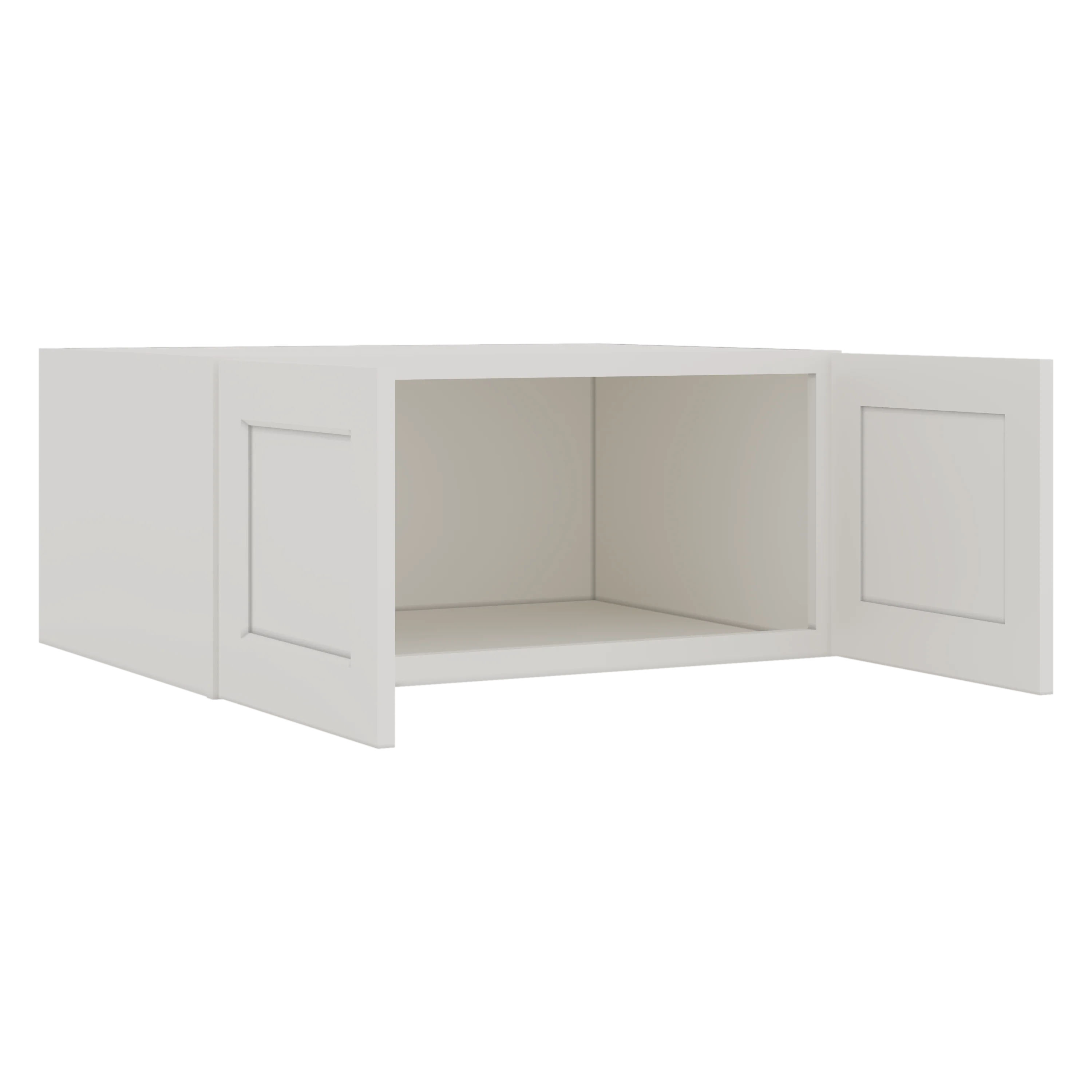 33" Wide Bridge 2WS White Shaker 1-1/4" Overlay Wall Cabinet - Double Door 15" Tall - 24" Deep - Image 2