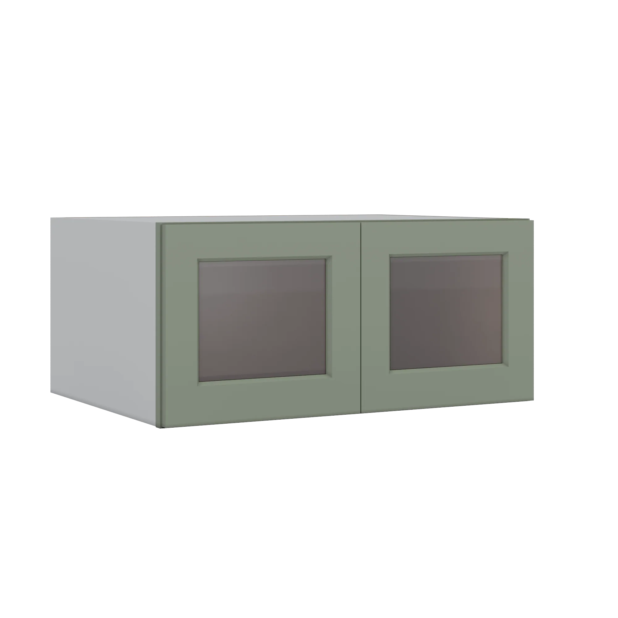 33" Wide Bridge Green Shaker 1-1/4" Overlay Glass Ready Wall Cabinet - Double Door 15" Tall - 24" Deep