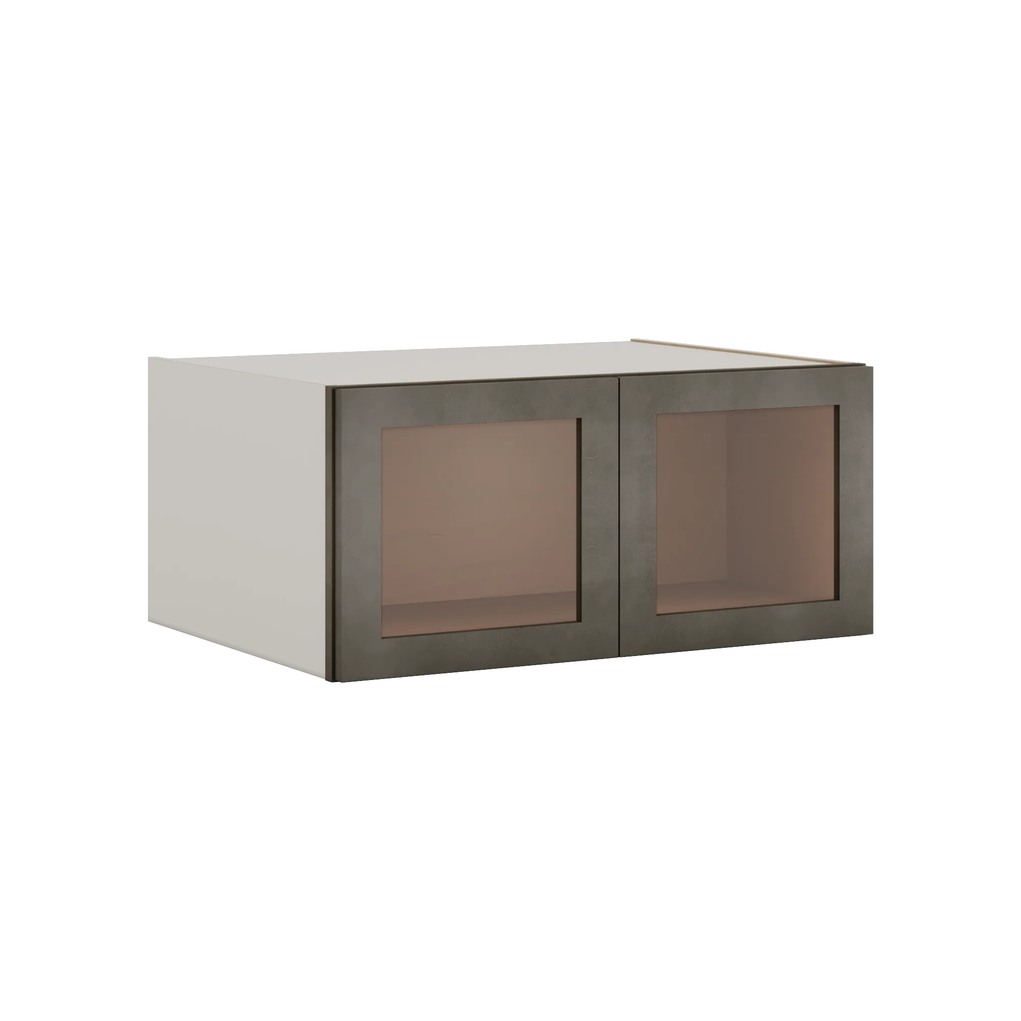 33" Wide Bridge Huntington Cinder Double Shaker Glass Ready Wall Cabinet - Double Door 15" Tall - 24" Deep