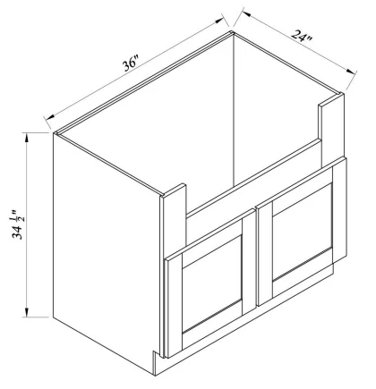 36" Farm / Apron Sink Base Overlay 1-1/4"  Natural 17ROS - Redondo White Oak Shaker Cabinets - Image 3