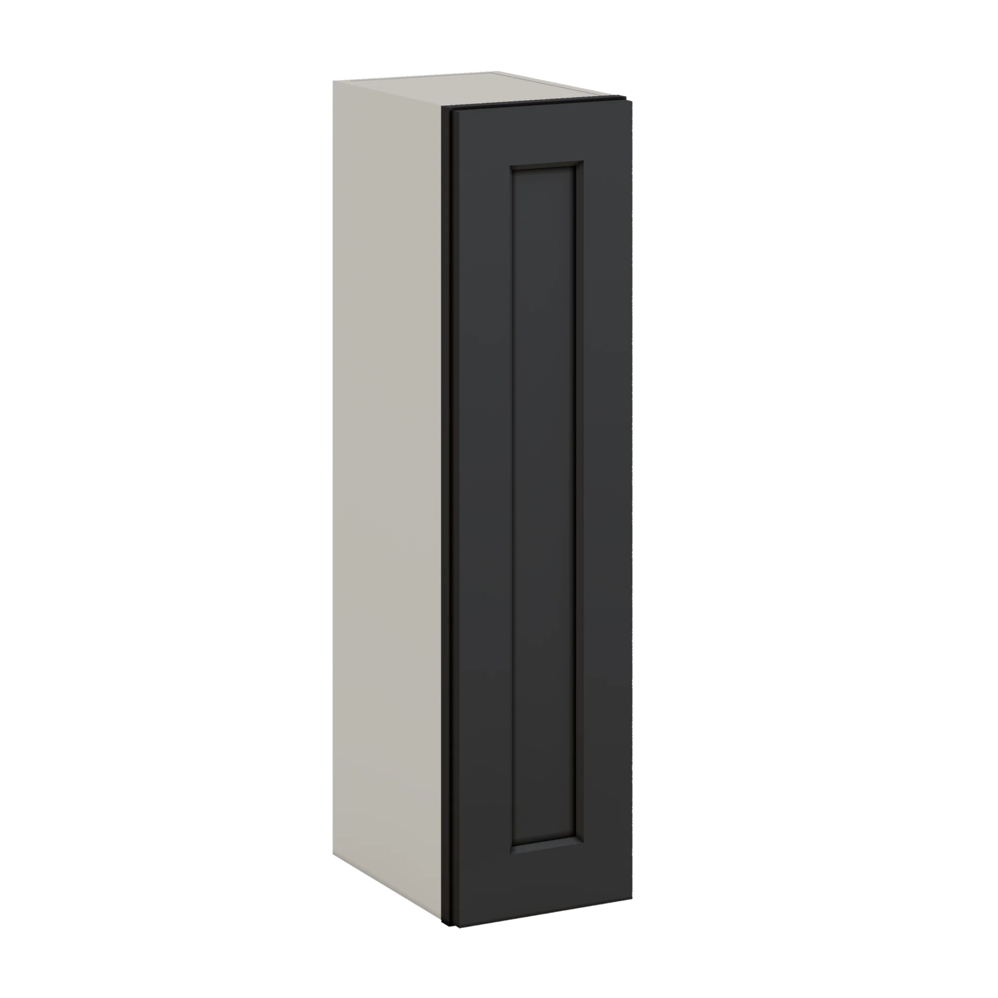 36" Tall 15HNS Hermosa Noir Black Shaker 1-1/4" Overlay Wall Cabinet - Single Door 9", 12", 15", 18", 21"