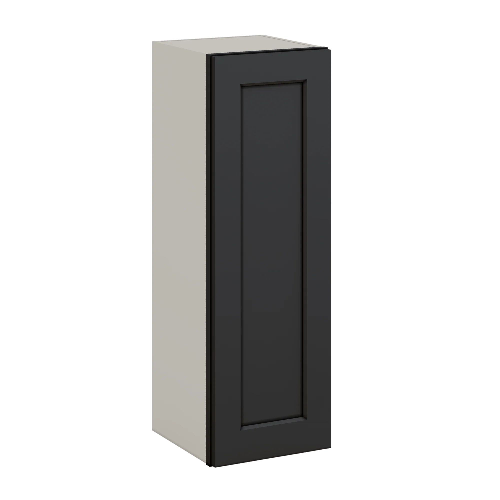36" Tall 15HNS Hermosa Noir Black Shaker 1-1/4" Overlay Wall Cabinet - Single Door 9", 12", 15", 18", 21" - Image 3