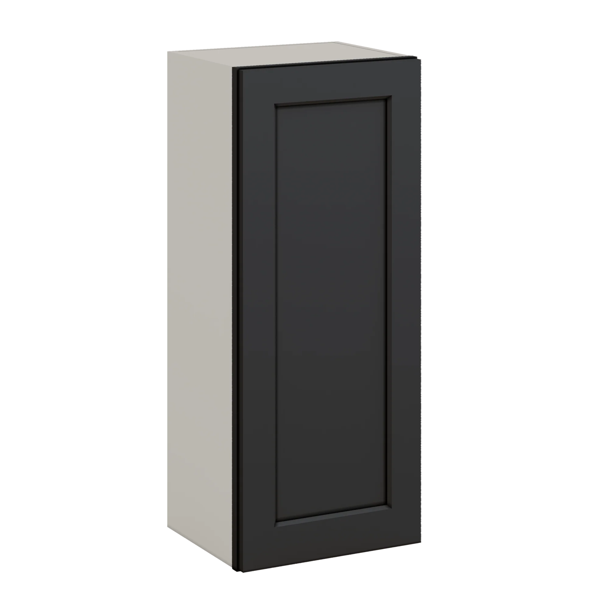 36" Tall 15HNS Hermosa Noir Black Shaker 1-1/4" Overlay Wall Cabinet - Single Door 9", 12", 15", 18", 21" - Image 5