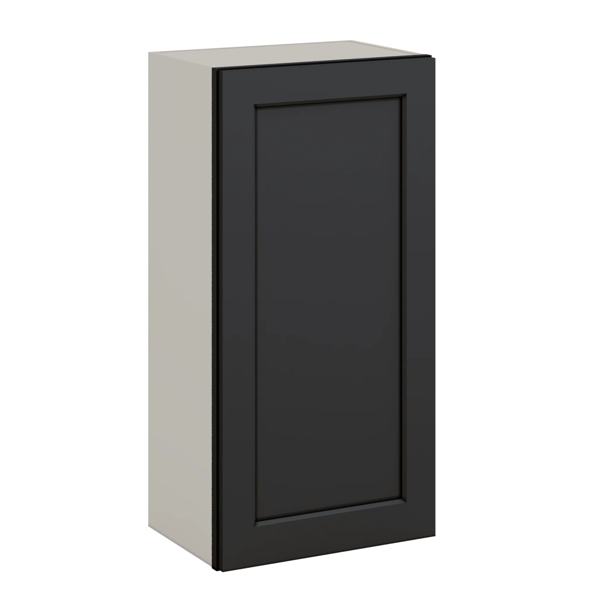 36" Tall 15HNS Hermosa Noir Black Shaker 1-1/4" Overlay Wall Cabinet - Single Door 9", 12", 15", 18", 21" - Image 7