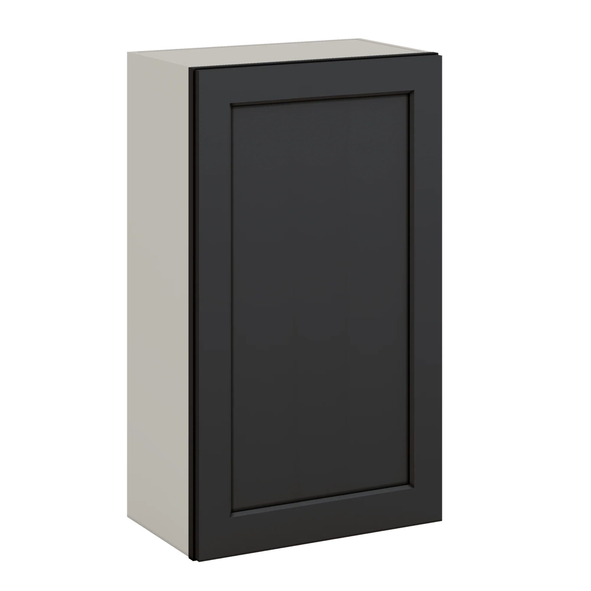 36" Tall 15HNS Hermosa Noir Black Shaker 1-1/4" Overlay Wall Cabinet - Single Door 9", 12", 15", 18", 21" - Image 9