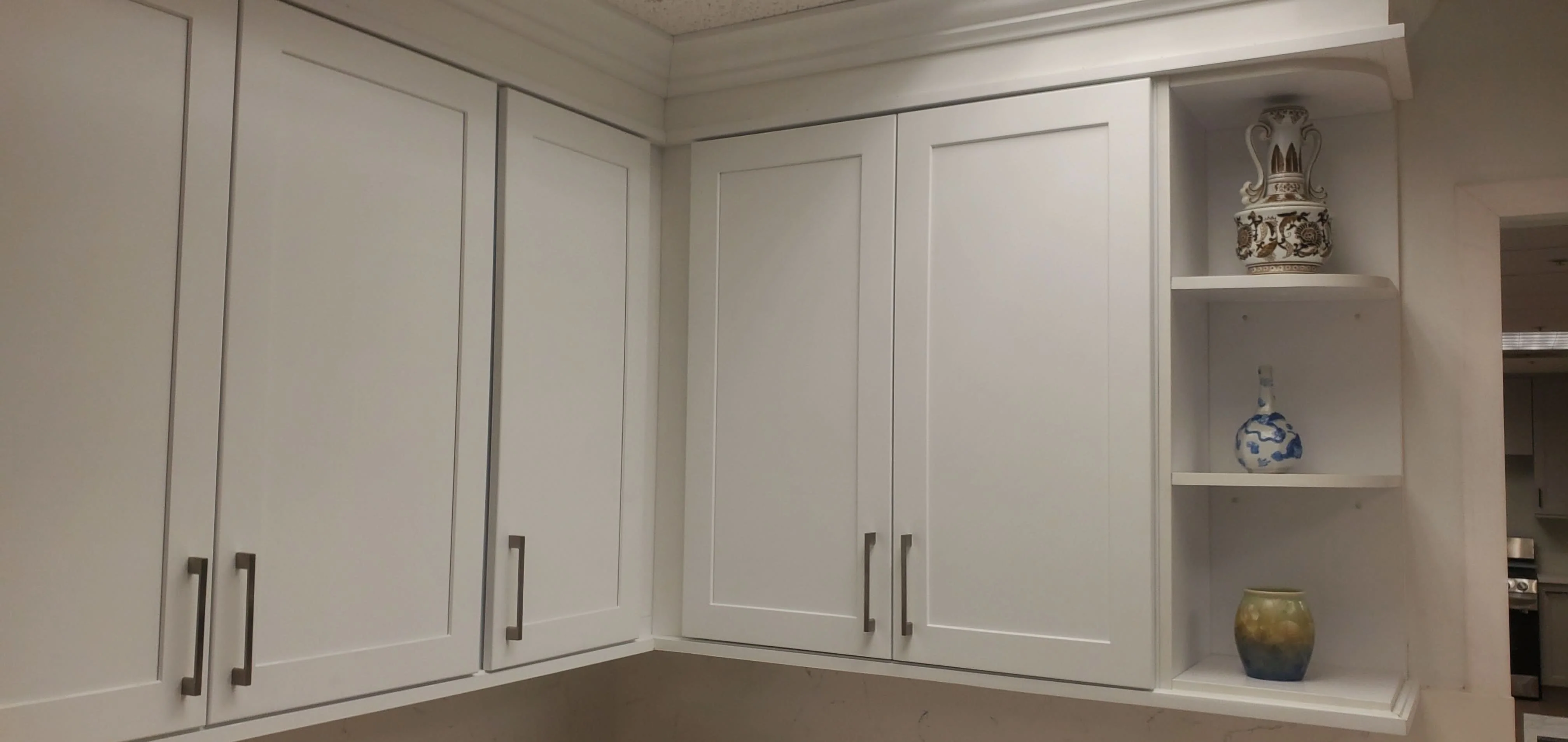 36" Tall 29 Newport White Double Shaker 1-1/4" Overlay Wall Cabinet - Single Door 9", 12", 15", 18", 21" - Image 3