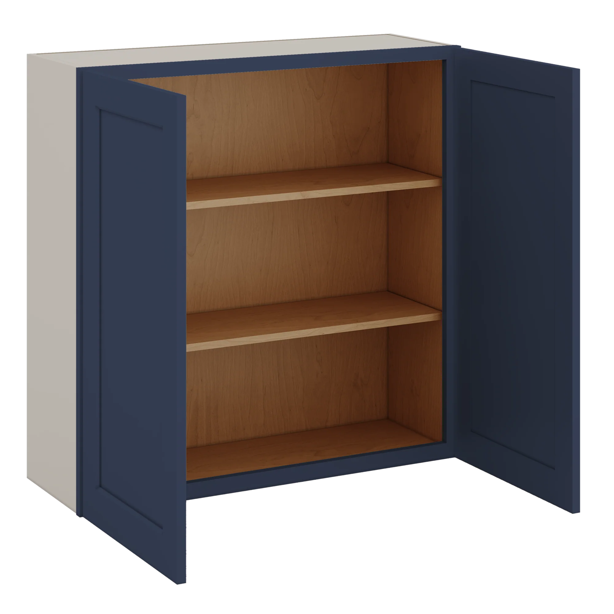 36" Tall 29NB Naval Blue Shaker 1-1/4" Overlay Wall Cabinet - Double Door 24", 27", 30", 33" & 36" 42" Wide - Image 10
