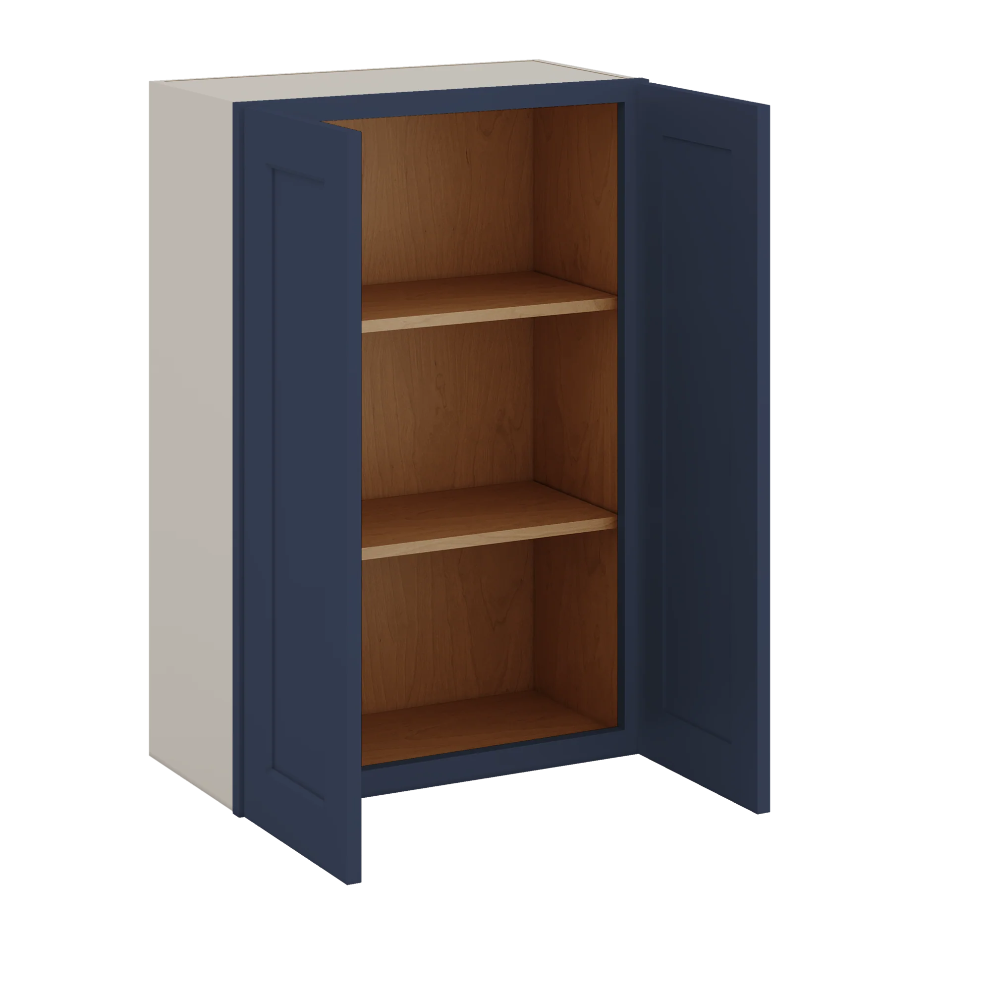 36" Tall 29NB Naval Blue Shaker 1-1/4" Overlay Wall Cabinet - Double Door 24", 27", 30", 33" & 36" 42" Wide - Image 2