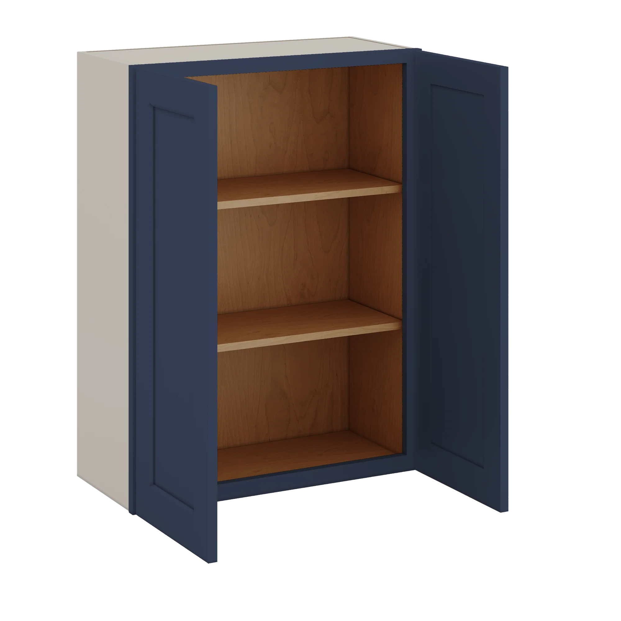 36" Tall 29NB Naval Blue Shaker 1-1/4" Overlay Wall Cabinet - Double Door 24", 27", 30", 33" & 36" 42" Wide - Image 4