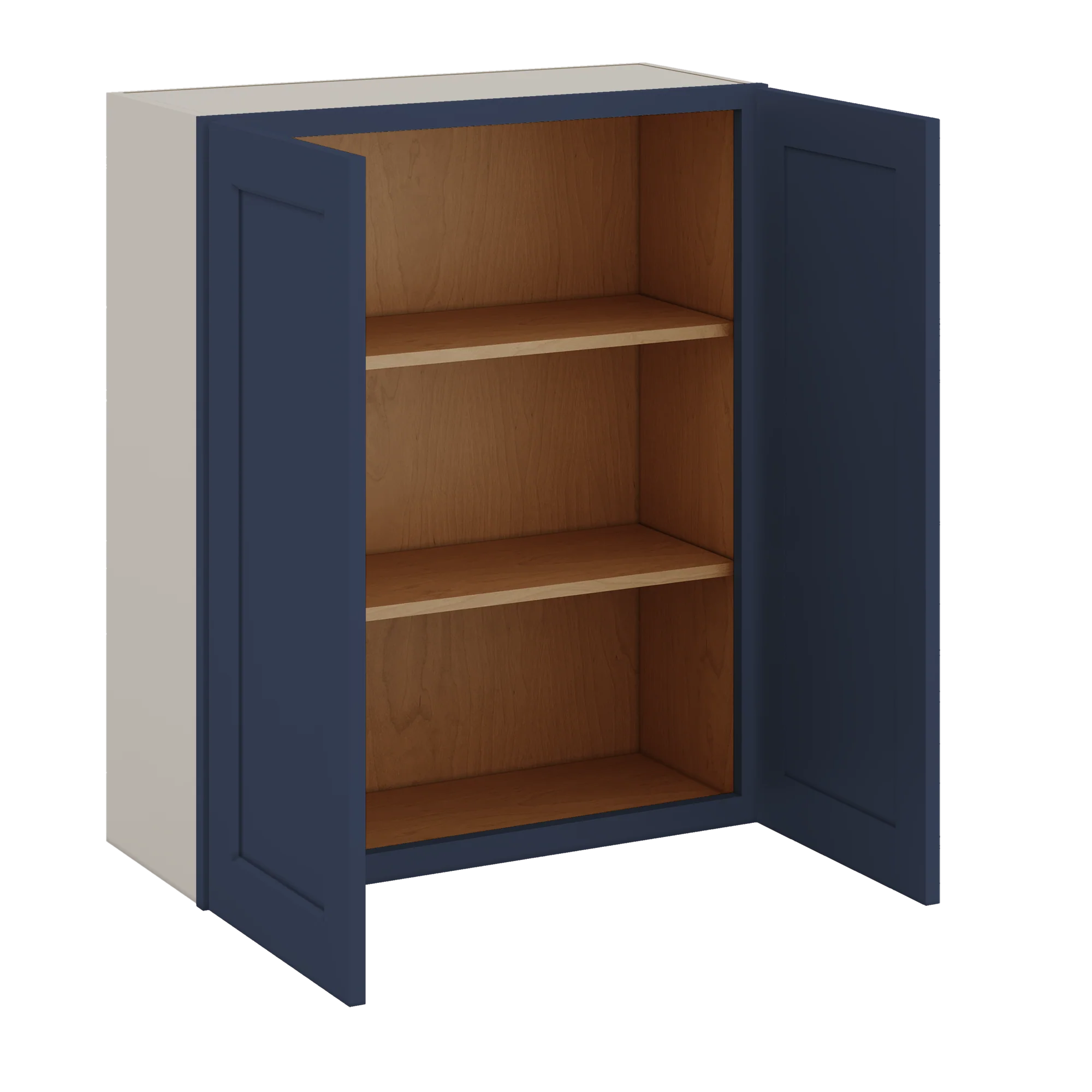 36" Tall 29NB Naval Blue Shaker 1-1/4" Overlay Wall Cabinet - Double Door 24", 27", 30", 33" & 36" 42" Wide - Image 6