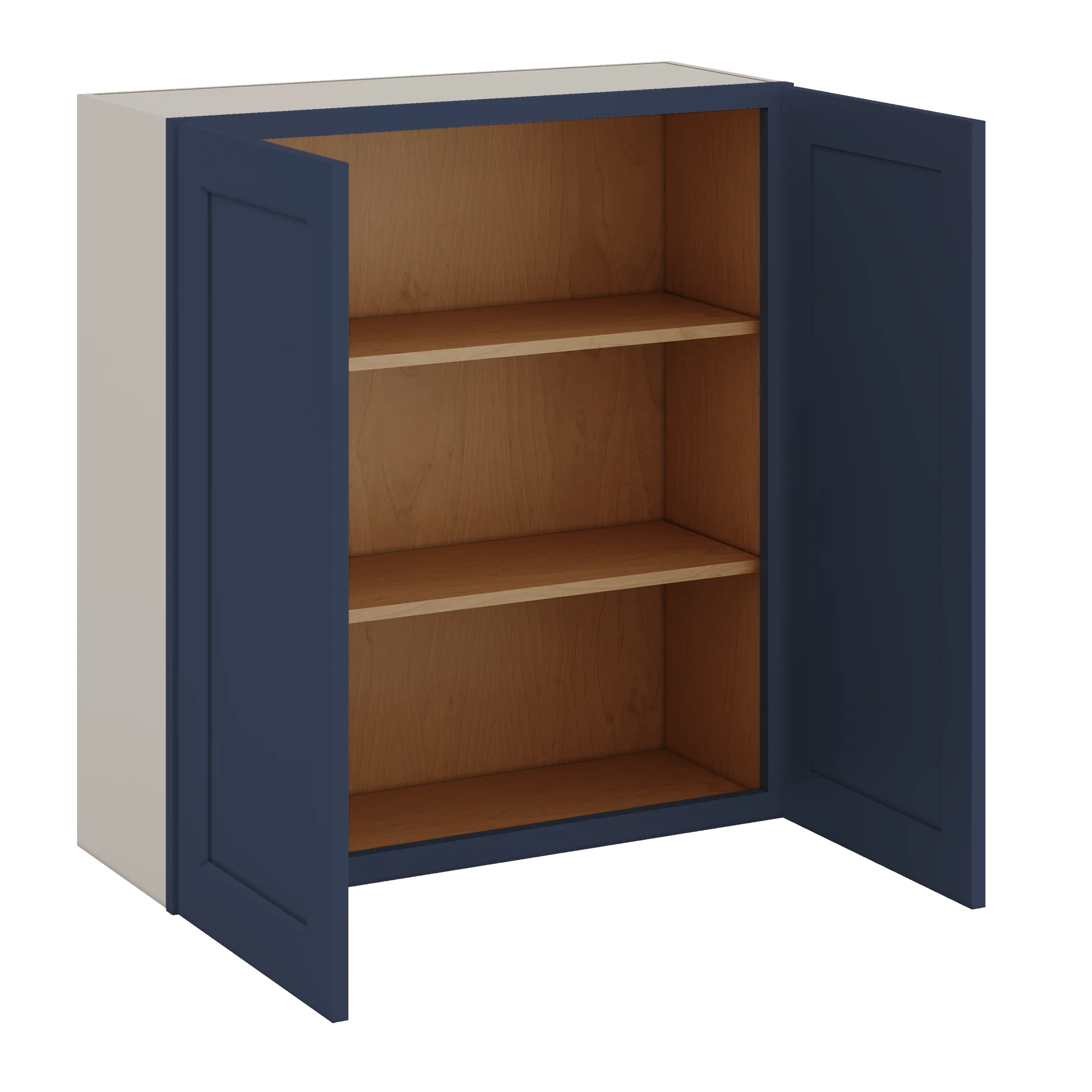 36" Tall 29NB Naval Blue Shaker 1-1/4" Overlay Wall Cabinet - Double Door 24", 27", 30", 33" & 36" 42" Wide - Image 8